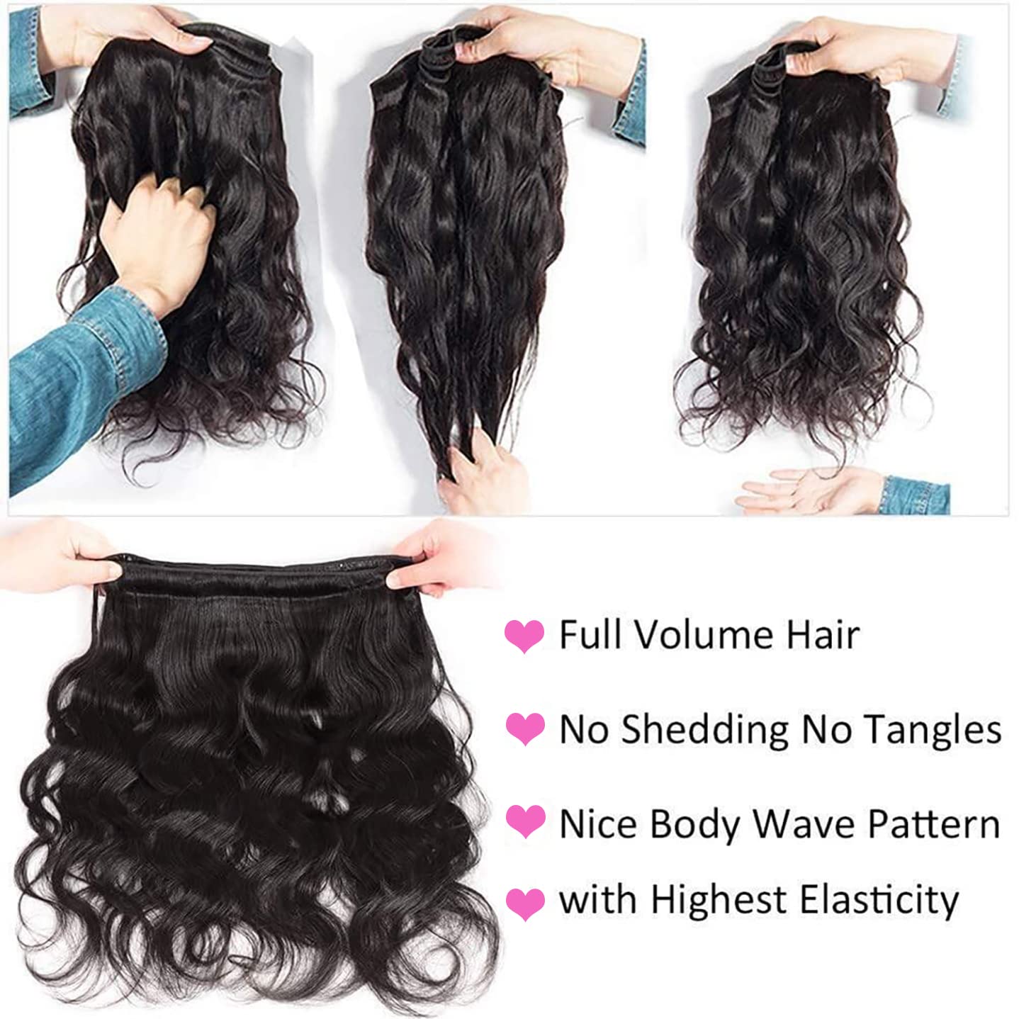 Human Hair Bundles Body Wave 4 Bundles 100% Unprocessed Brazilian Hair Weave Bundles Body Wave Human Hair 4 Bundles (18 20 22 24