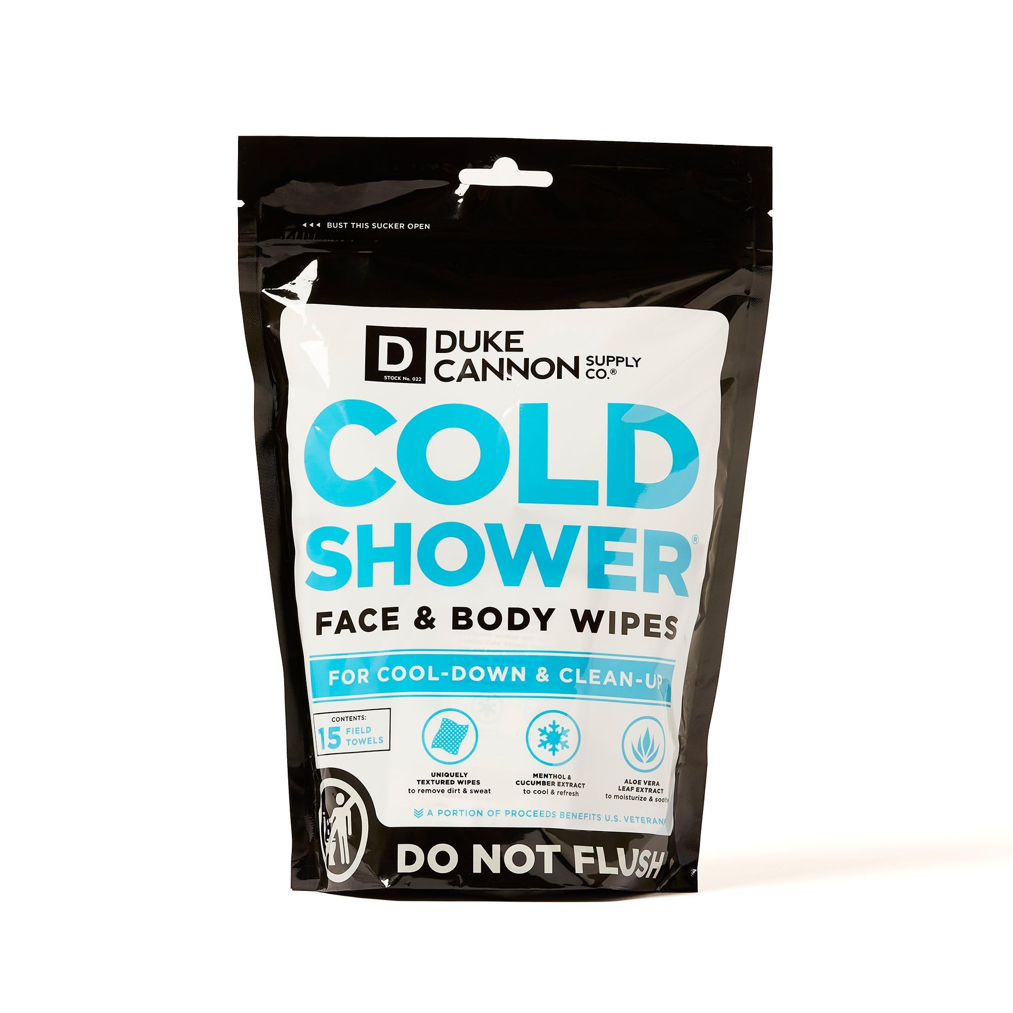 Duke Cannon Cold Shower Cooling Field Towels For Face & Body-15 Packs