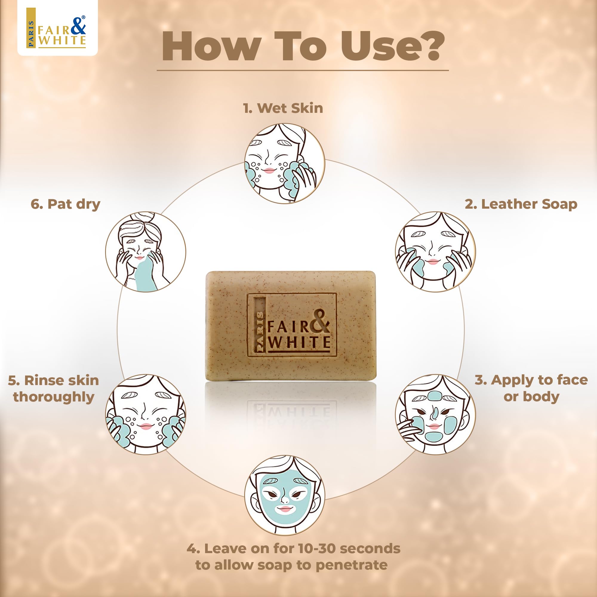 FAIR & WHITE Original Exfoliating Soap - 200g / 7oz - Skin Brightening Soap, Cleansing Bar, Formulated to Fade Dark Spots: Face,