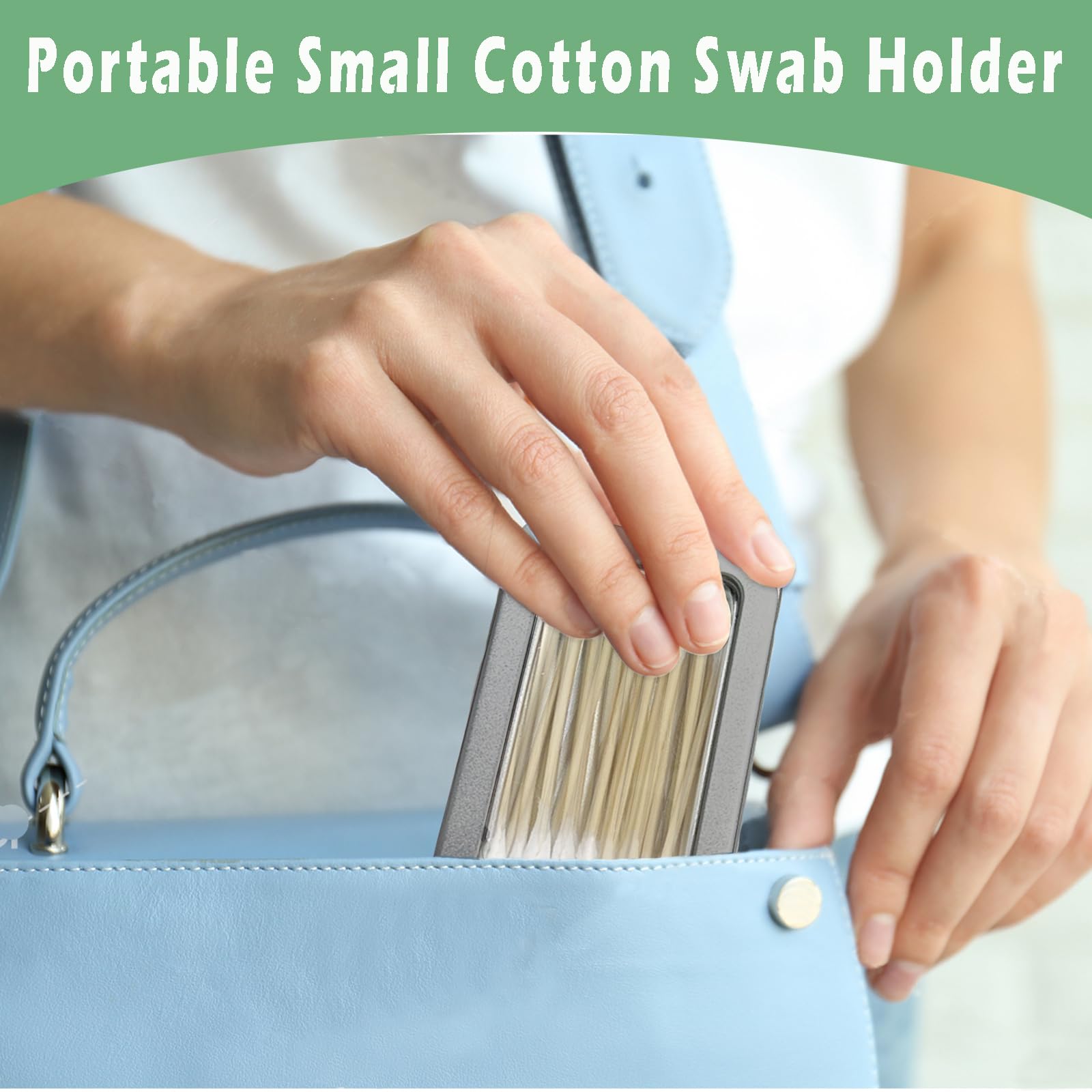 MatFirsmo Cotton Swab Holder for Travel, 2 Pcs Portable Small Dental Floss Holder Empty Metal Cotton Ball Holder, Travel Floss P