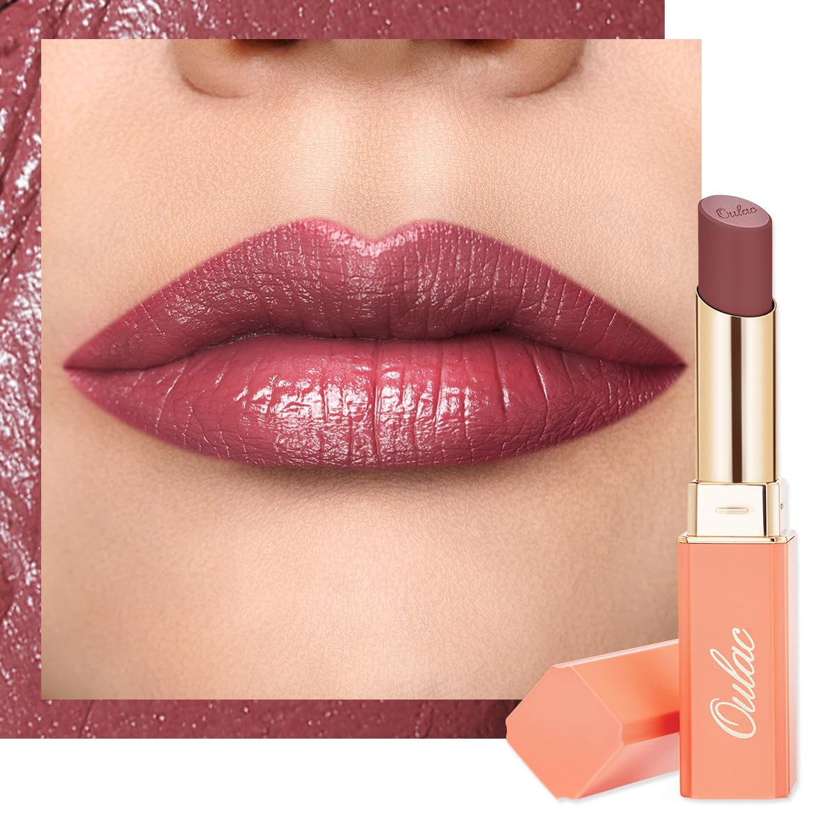 Oulac Plum Lipsticks for Women, Burgundy Matte Lipstick, Full Coverage Lip Color, Satin Matte Finish, Cream Texture, Hydrating, 