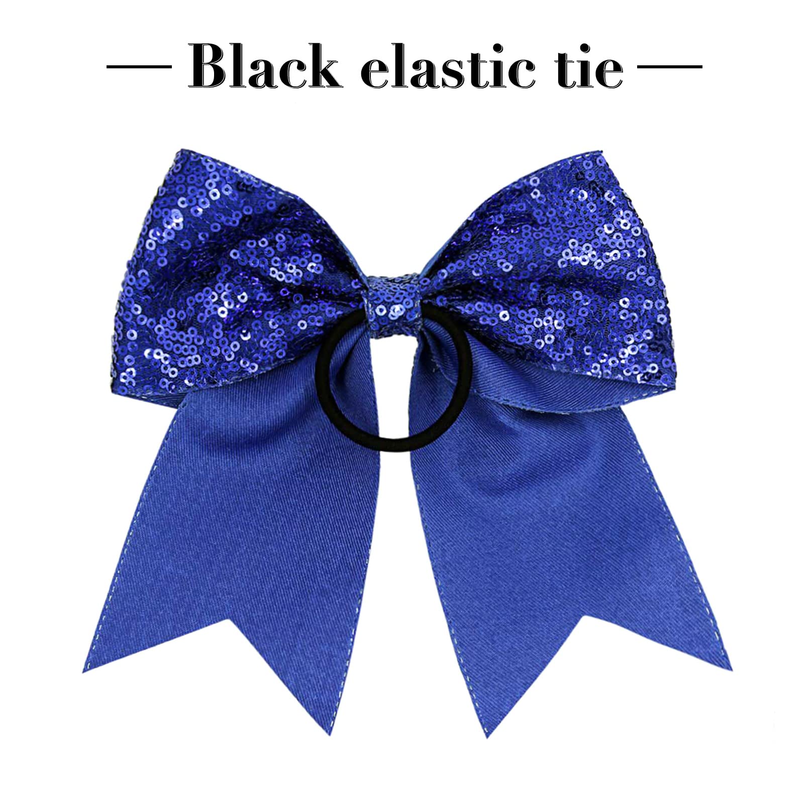 12 Pcs 8'' Large Glitter Cheer Bows Blue Girl Hair Bows Sparkly Cheerleading Softball Team Bow Hair Accessories For Cheerleaders