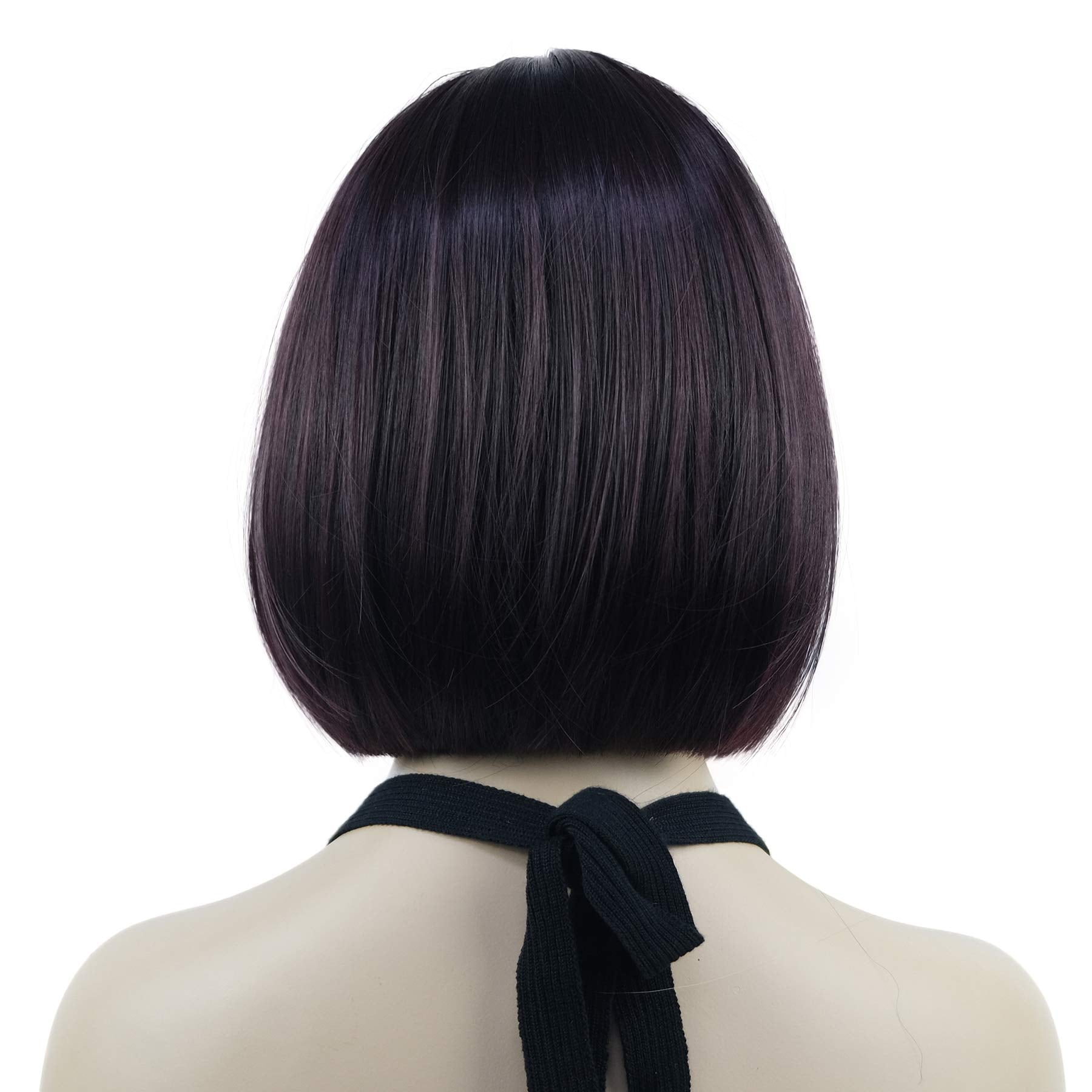 Lydell 8'' Straight Short Bob Hair Flat Bangs Cute Central Dot Skin Top Heat Resistant Synthetic Wigs (2Sp99T)