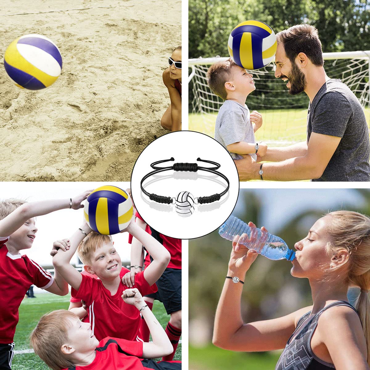 20 Pcs Volleyball Bracelet Sports Charm Bracelet Adjustable Volleyball Charm Bracelet Volleyball Jewelry Braided Rope Bracelet w