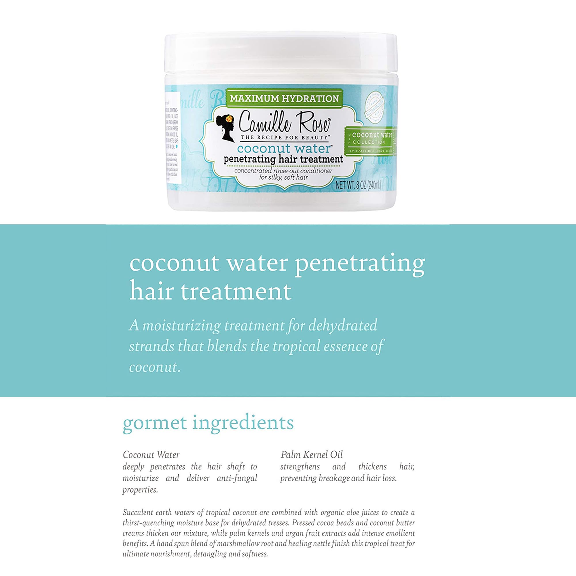 Camille Rose Coconut Water Penetrating Hair Treatment, 8 Oz
