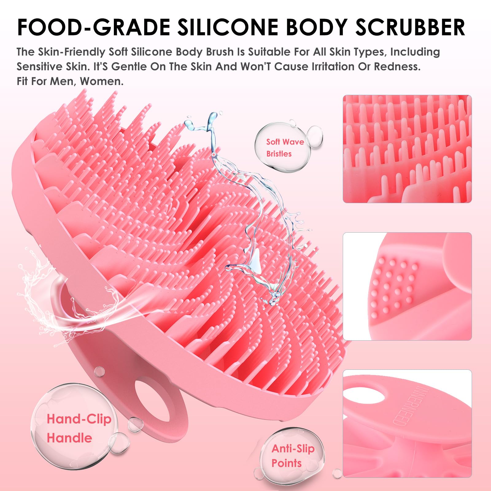 Innerneed Food-Grade Silicone Body Scrubber Bath Shower Cleansing Brush, Gentle Exfoliating And Massaging, Nice Foaming, Last Lo