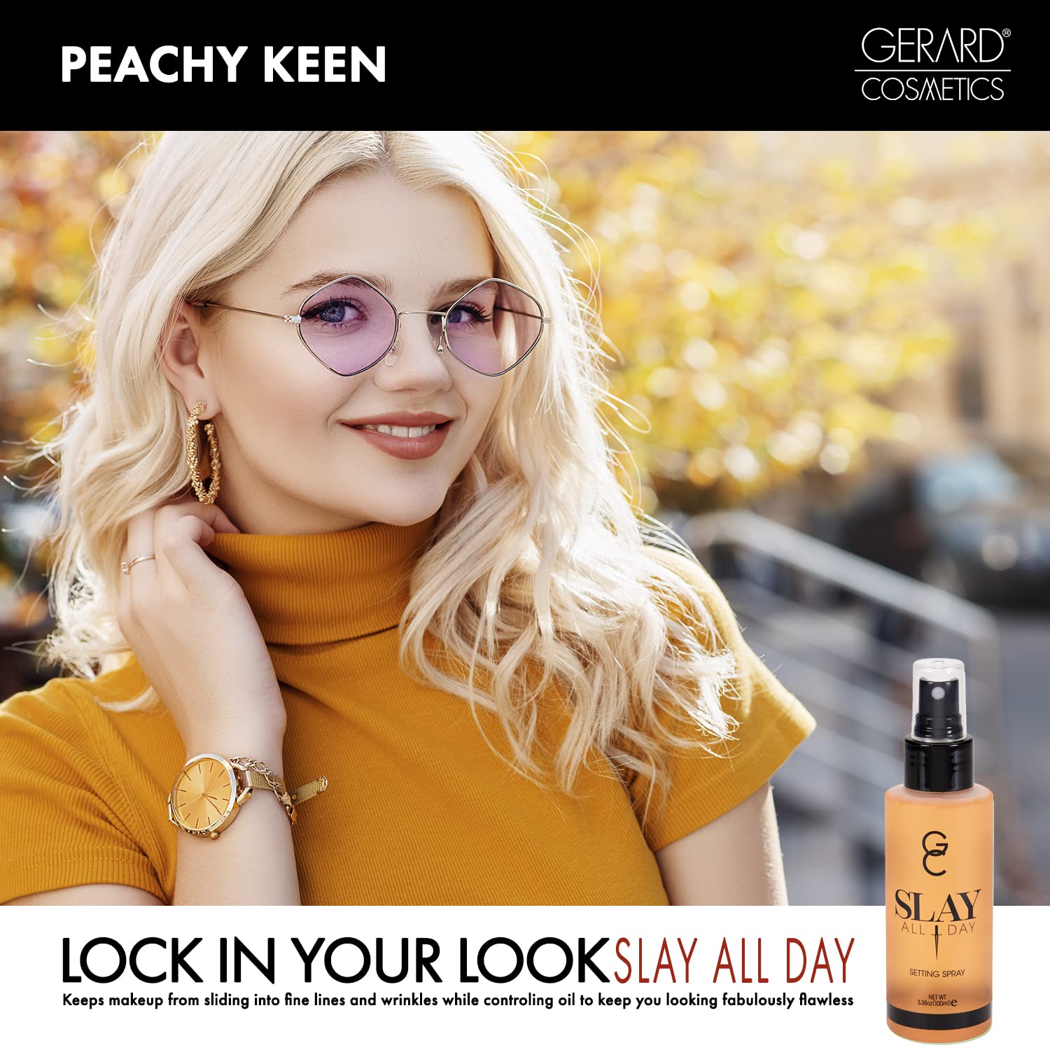 Gerard Cosmetics Slay All Day Makeup Setting Spray | Peach Scented | Matte Finish With Oil Control | Cruelty Free, Long Lasting