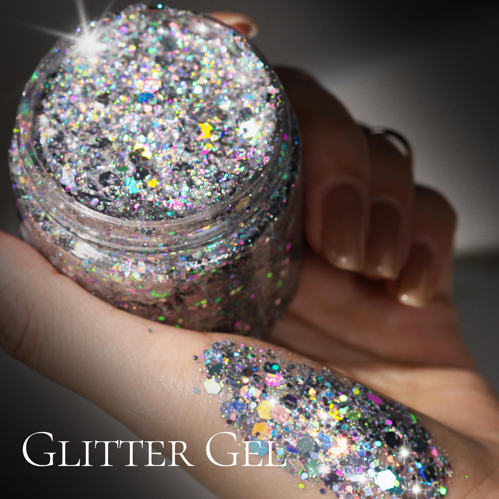 Teenitor Body Glitter, Silver Glitter, Body Glitter Gel, Hair Glitter, Face Glitter, Silver Glitter Gel for Face, Makeup, Hair,
