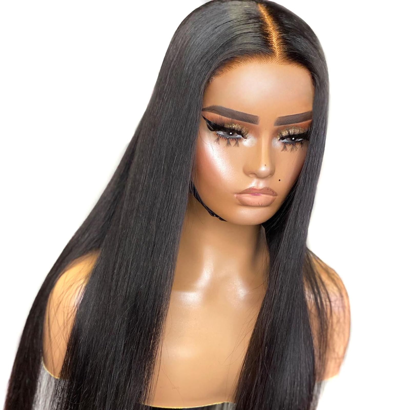 BEEOS Wear and Go 5x5 SKINLIKE Real HD Lace Closure Wig, Pre-cut 180% Density Pre-Plucked Bleached Knots Glueless Straight Virgi