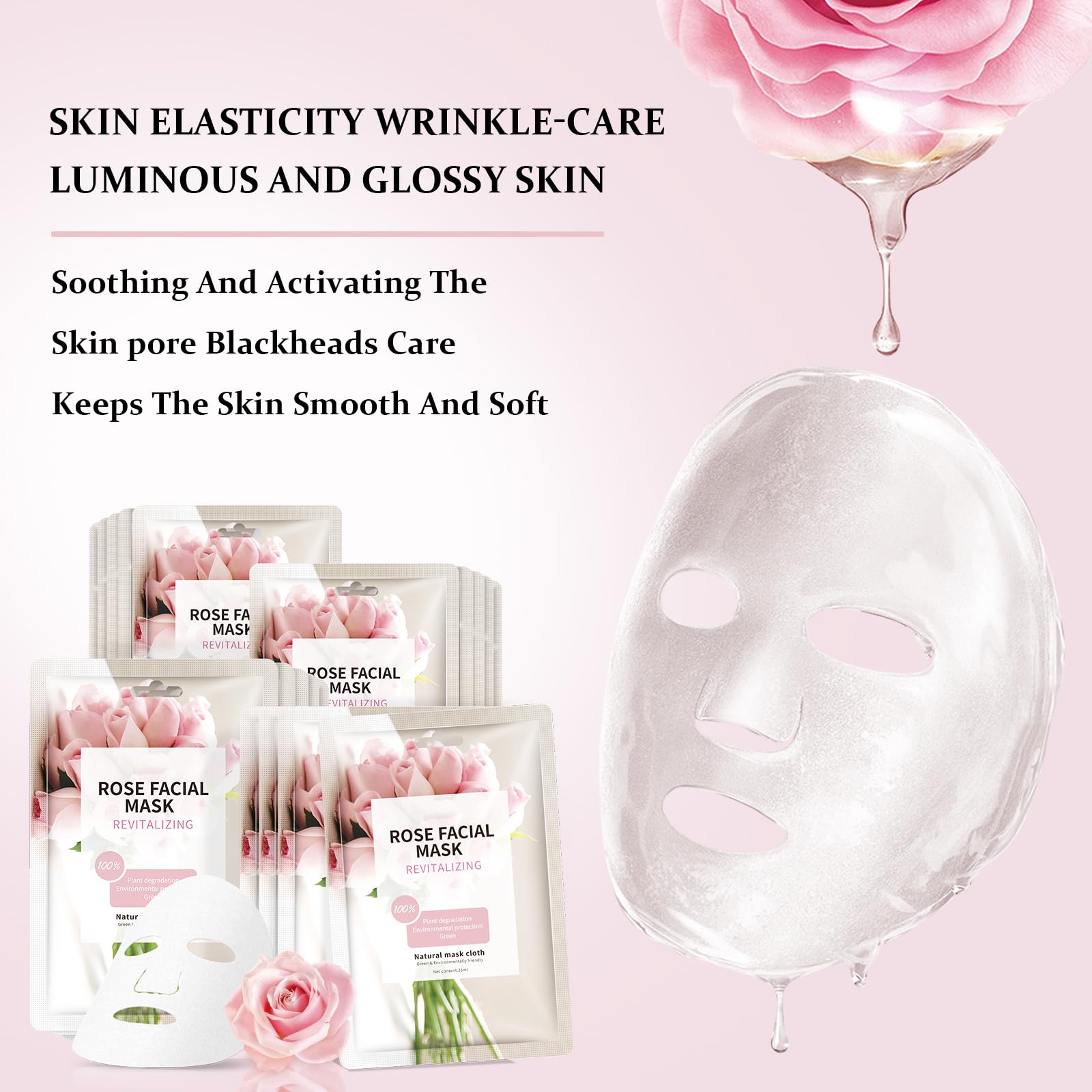 Yafusipe Face Mask Skin Care Anti Aging Facial Mask Sheets Mask Face Masks Beauty Rose Sheet Masks For Face Bulk Face Masks Skin