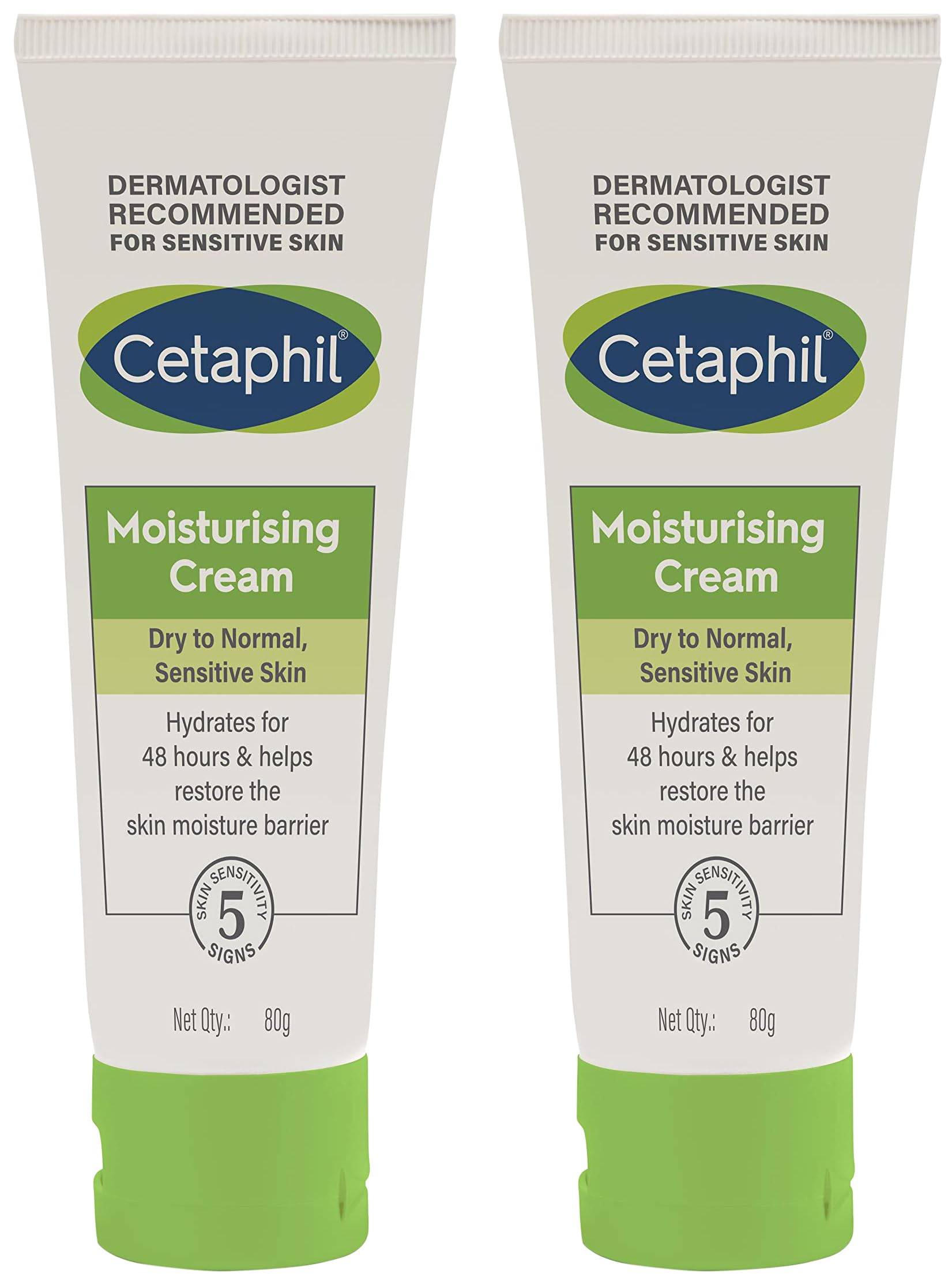 Cetaphil Moisturising Cream For Face & Body, Dry To Normal Skin, 80 Gm (Pack Of 2)