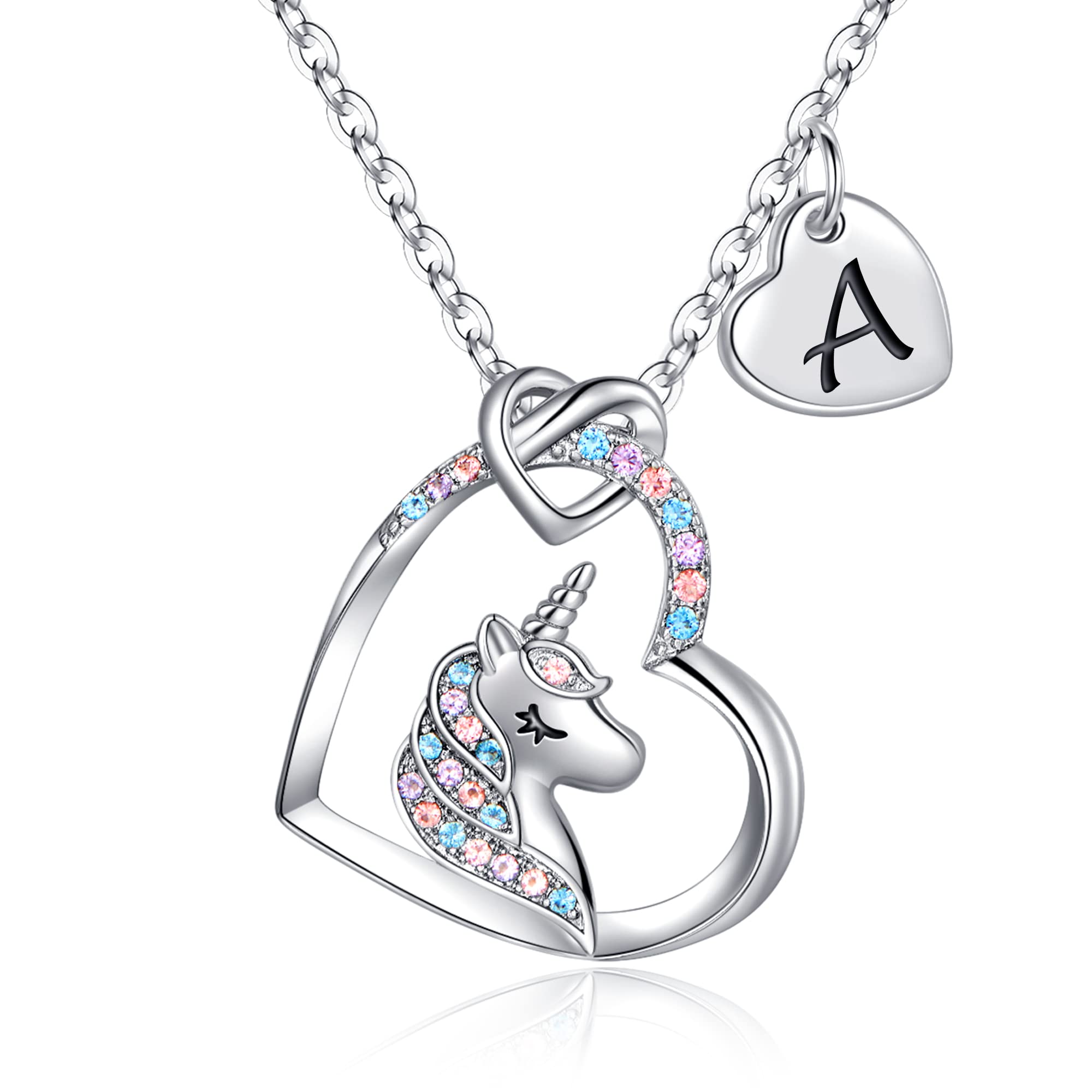 Hidepoo Valentines Day Gifts - Unicorn Necklace Gifts, CZ Heart Pendant Unicorn Necklace Valentines Day Gifts Birthday Gifts Nec