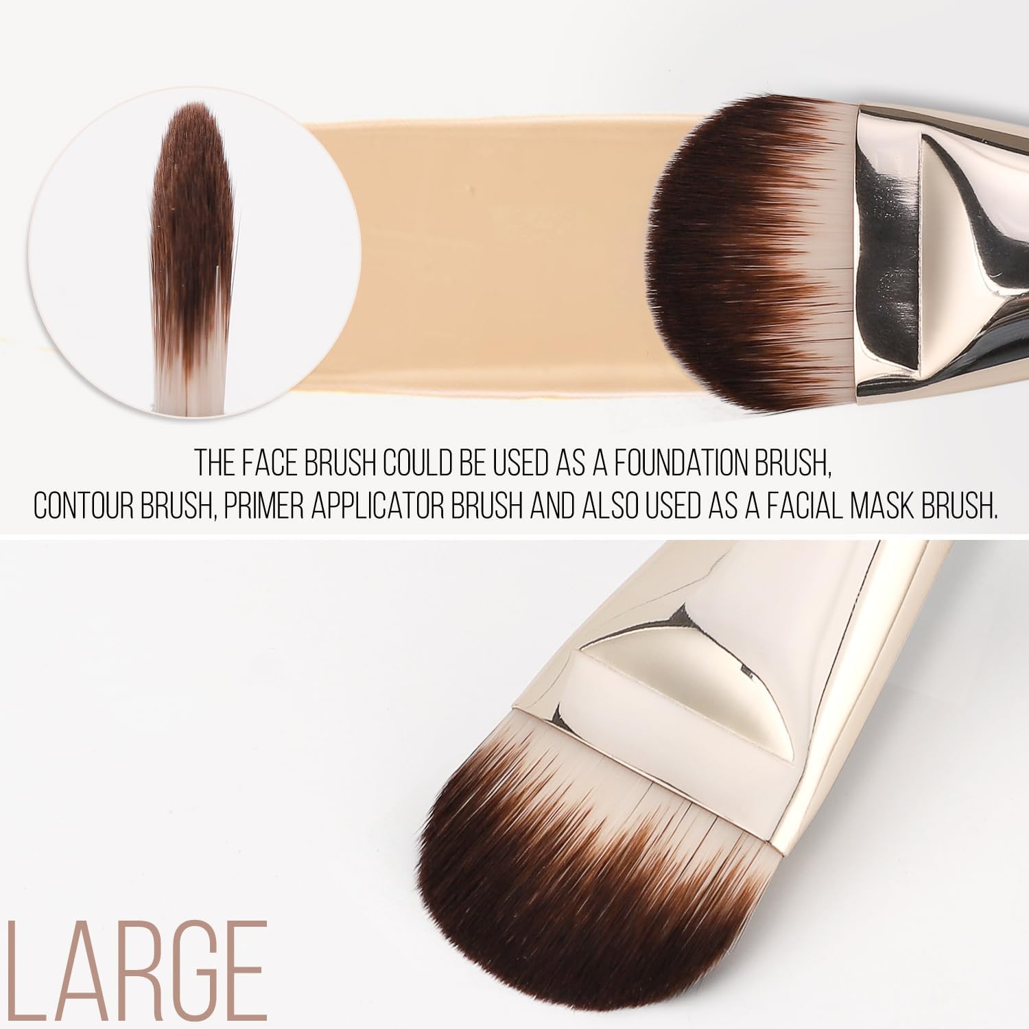Kingmas 2Pcs Foundation Makeup Brush, Premium Under Eye Nose Contour Brush, Flat Tongue-Shape Concealer Makeup Brush For Liquid