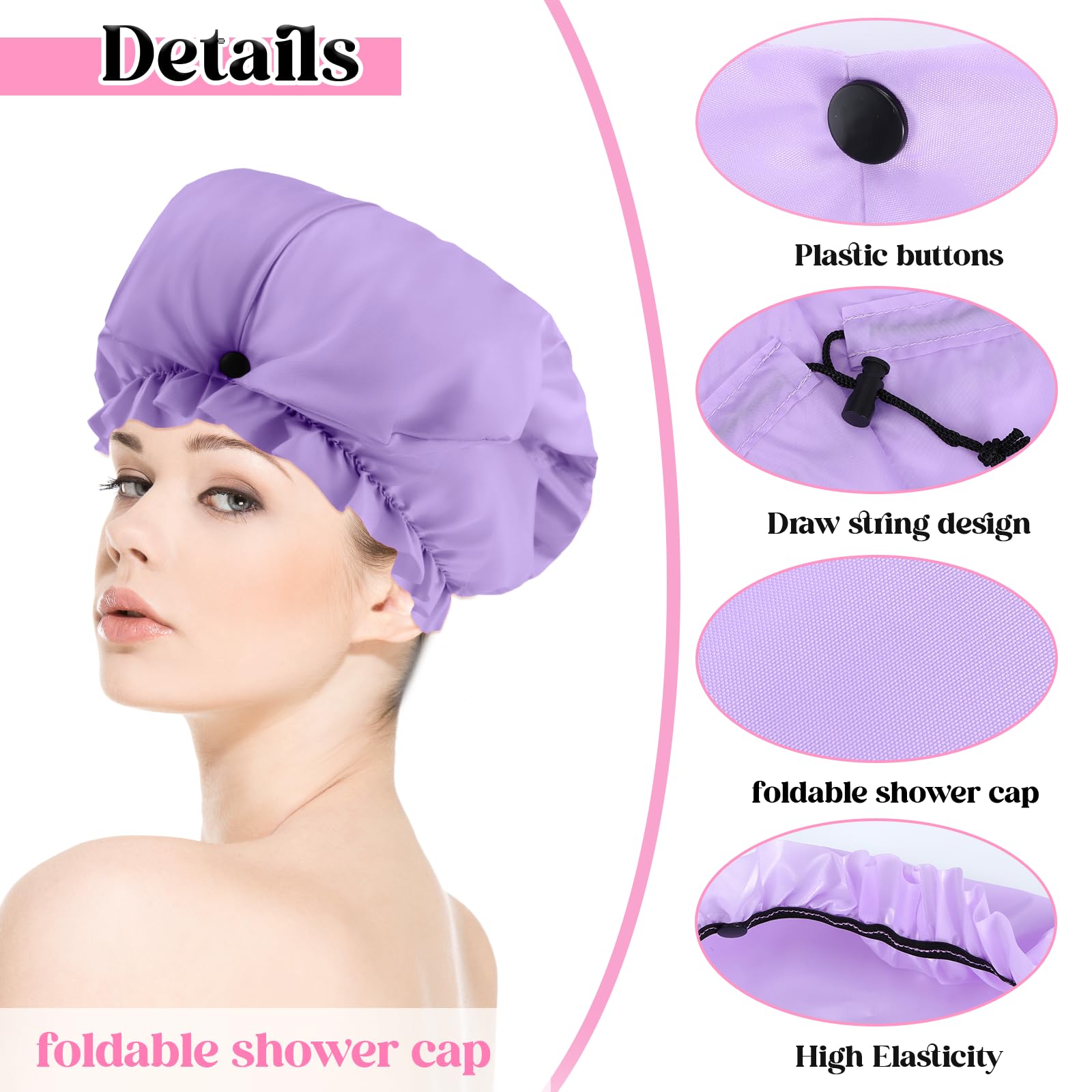 2 Pcs Large Shower Cap For Braids, Extra Long Shower Cap For Women Long Hair & Locs, Waterproof Hair Bonnets For Dreadlocks Draw