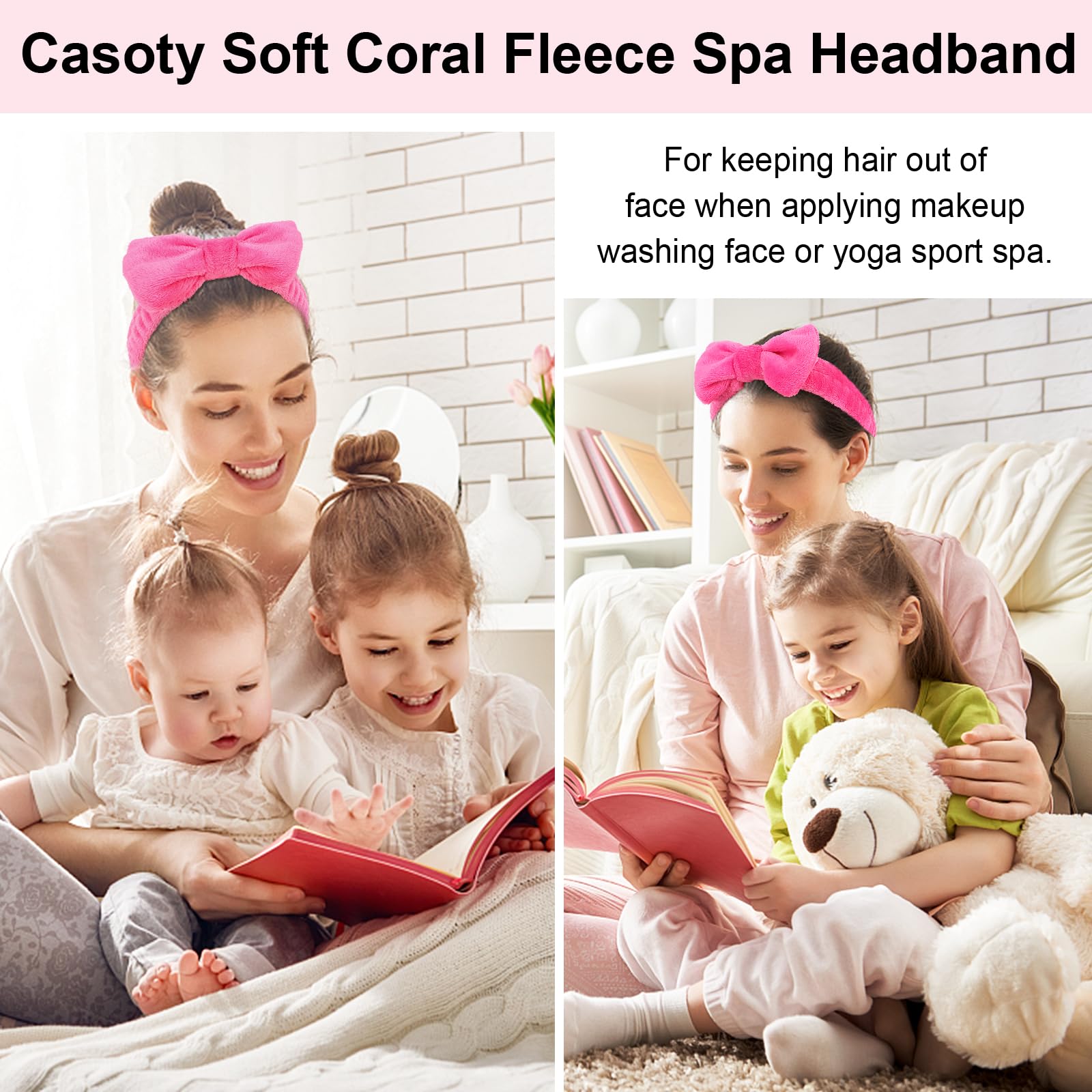 6 Pcs Spa Headbands, Hair Holder For Washing Face, Soft Coral Fleece Makeup Headband For Washing Face, Bow Hair Bands, Skin Care