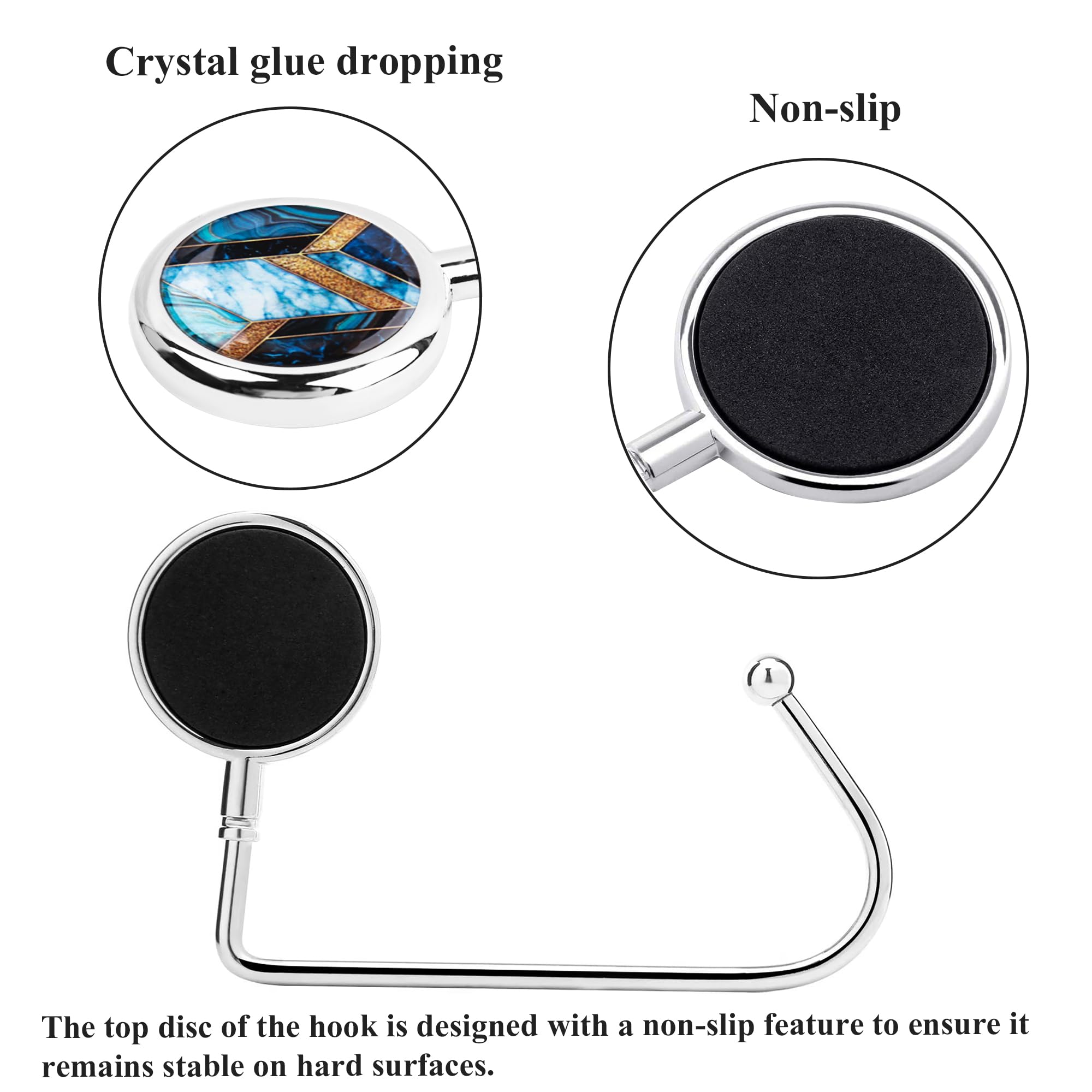 Cheliz Purse Hook Set of 2 - Hanger Table Hanger Holder Womens Bag Storage (2-Mosaic Stone2)