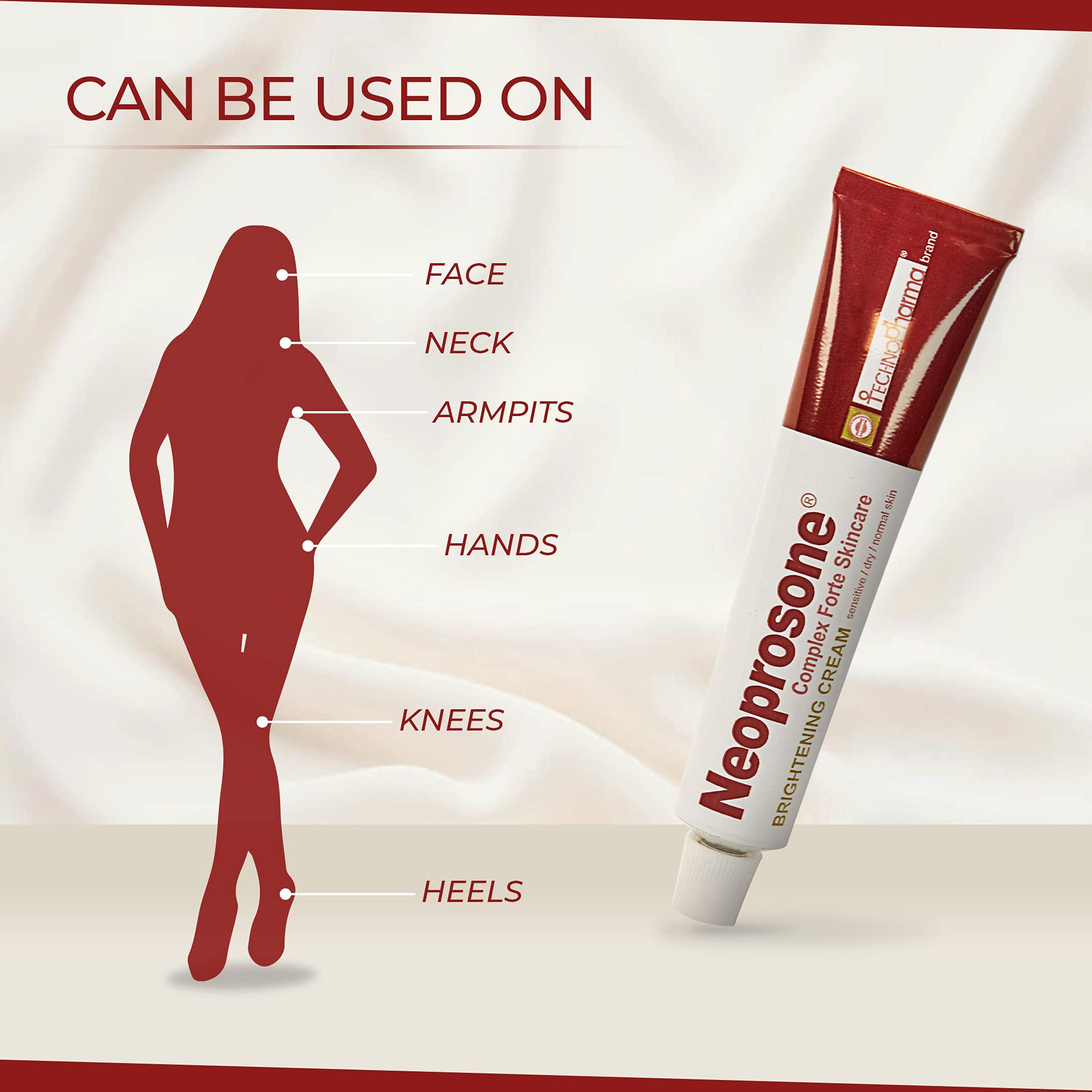 Neoprosone, Skin Brightening Cream | 1.7 Fl oz / 50 ml | Fade Dark Spots on: Face, Elbows, Knees, Body | with Alpha Arbutin, Lac
