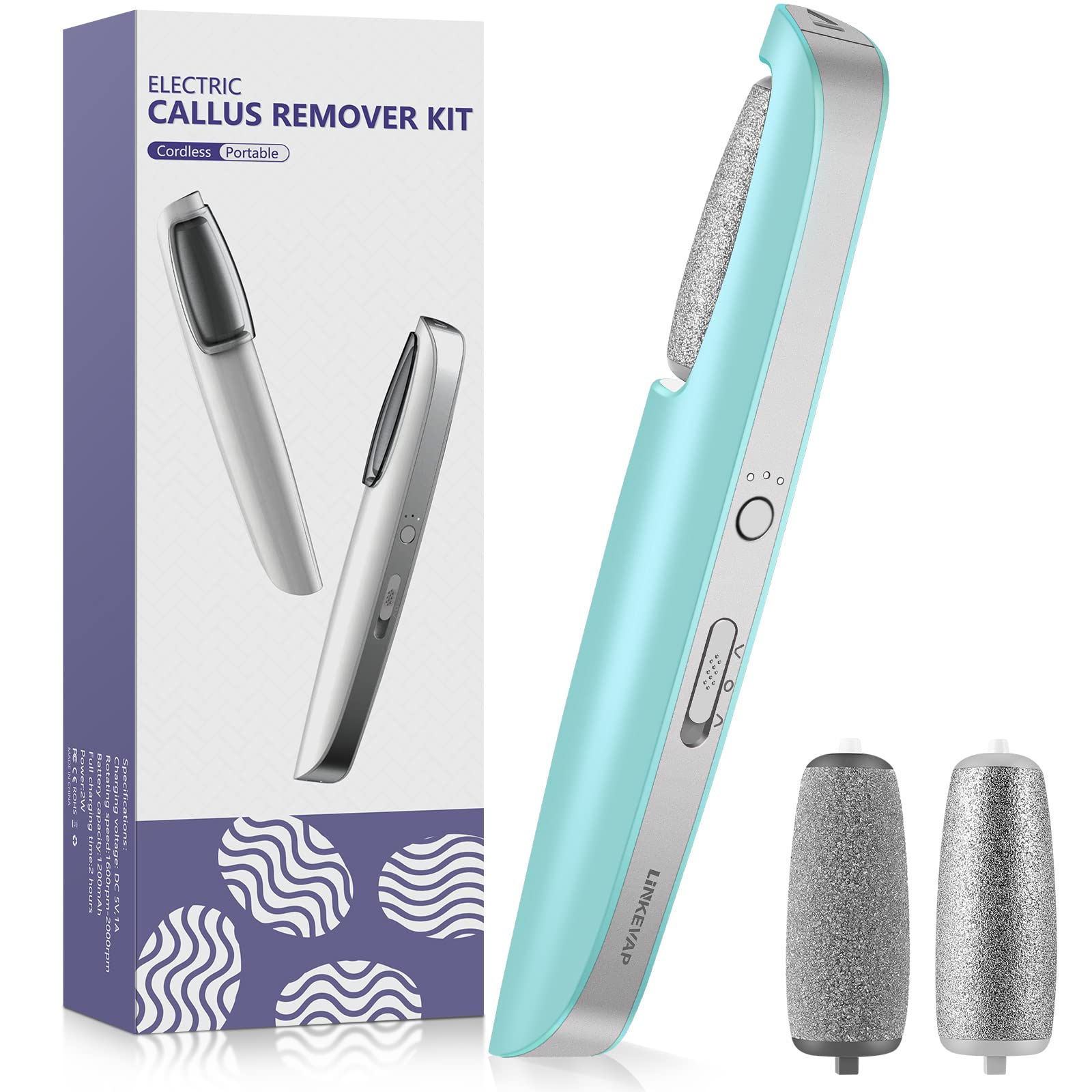 Electric Callus Remover for Feet, Professional Pedicure Kit Foot Scrubber for Dry, Dead, Cracked, Hard Skin, at Home Feet Spa Ca