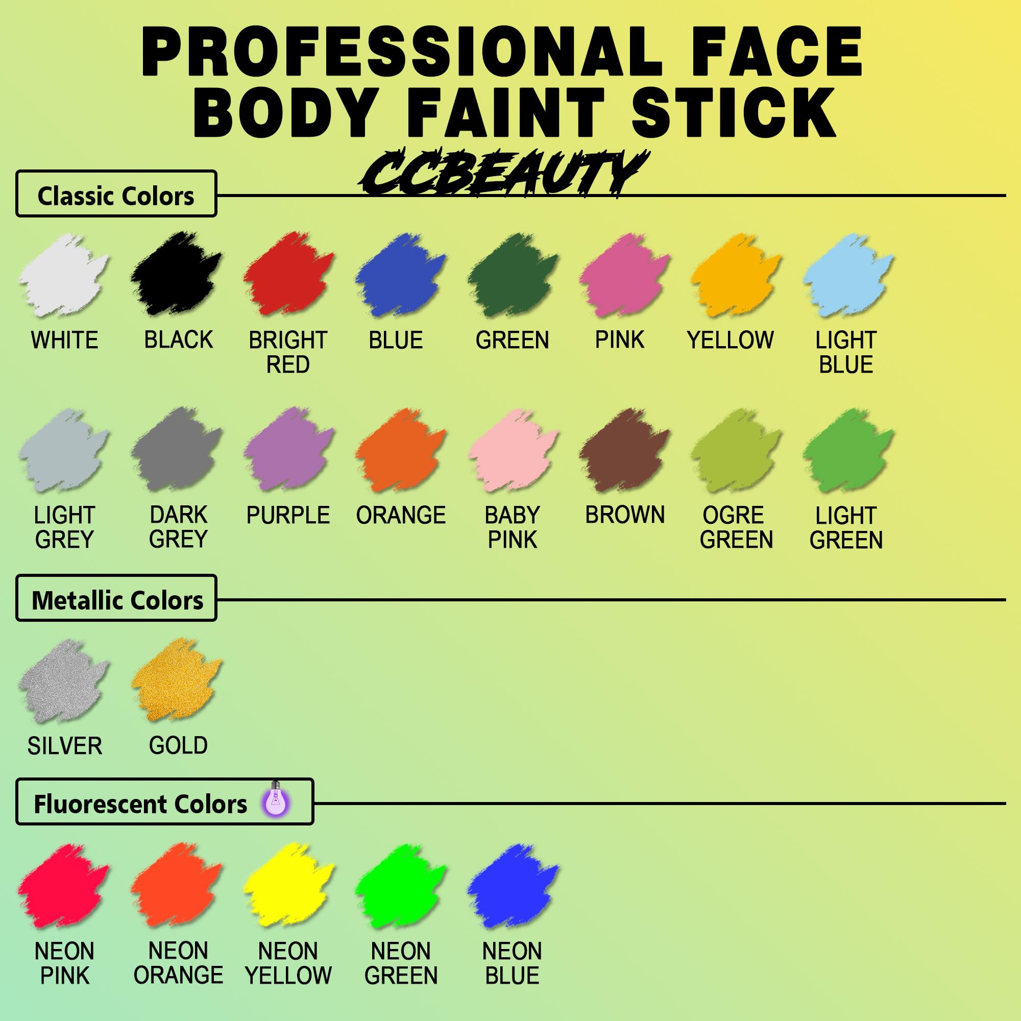 Ccbeauty Halloween Neon Uv Blue Face Body Paint Stick Oil, Royal Eye Black Face Painting Kit Glow In The Black Lights Makeup, Cr