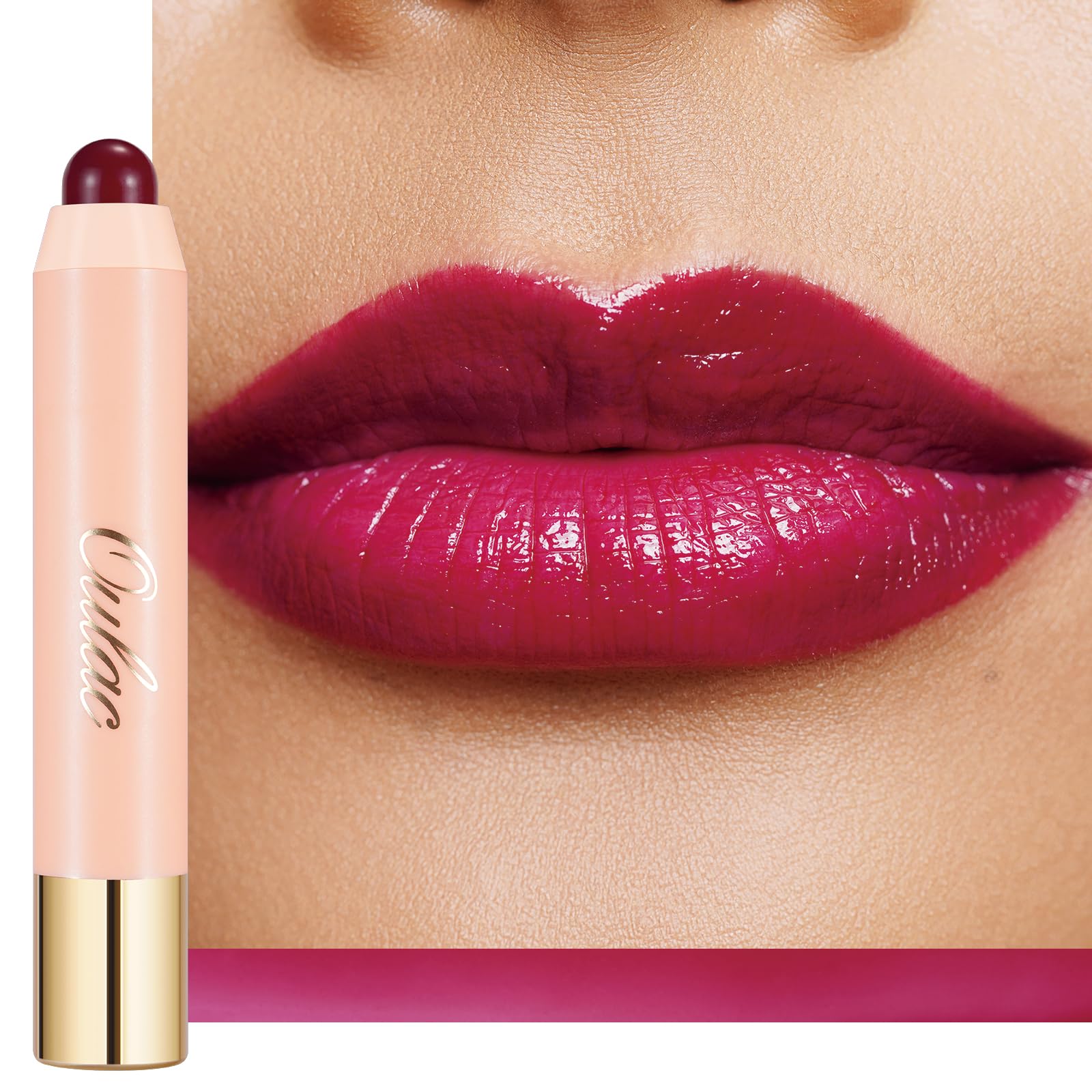 Oulac Magenta Lipstick - Moisturizing Lipstick Tinted Lip Balm For Dry Lips, Hydrating Creamy Lip Crayon & Blush - Lip Color And