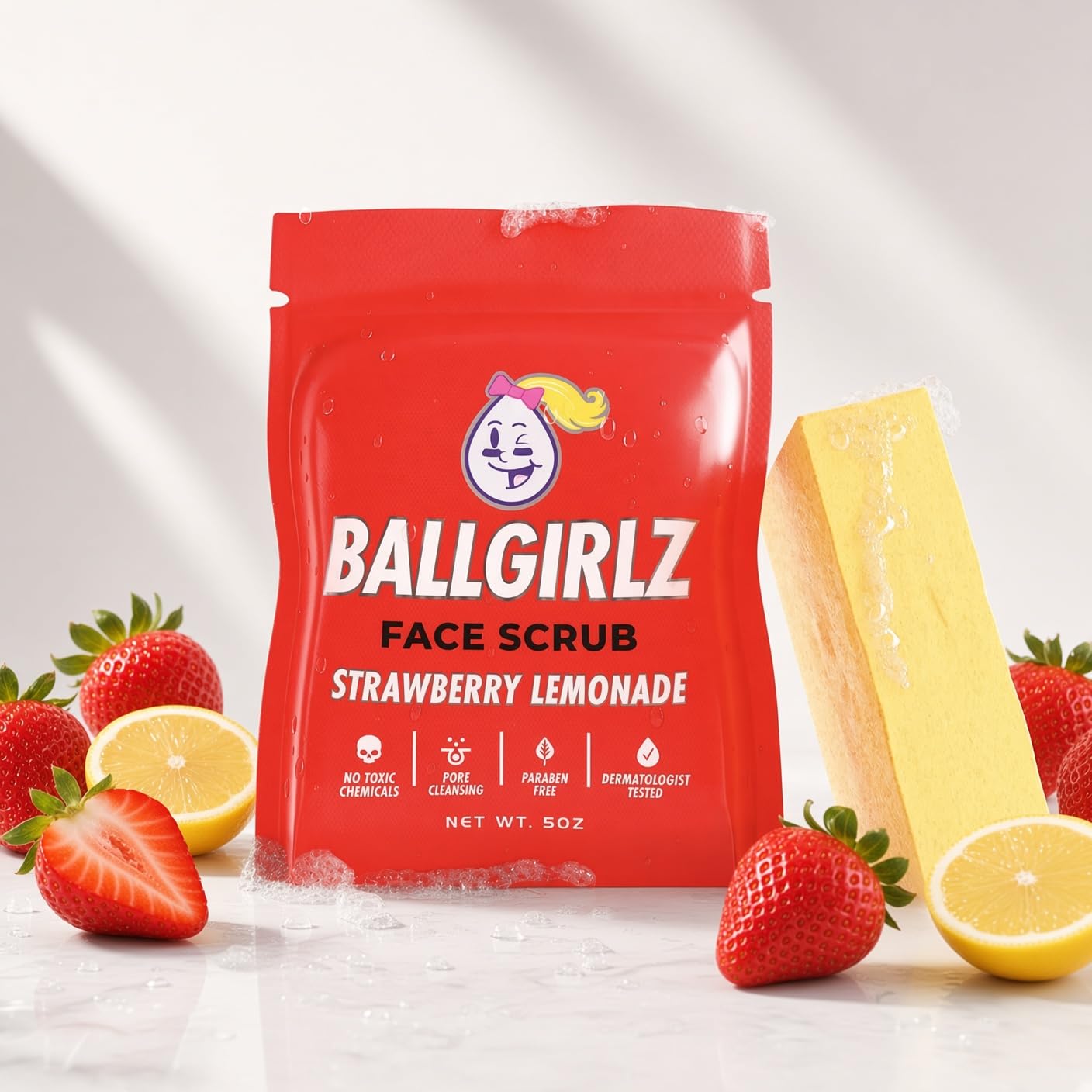 Ballgirlz Strawberry Lemonade Face Scrub, 5oz