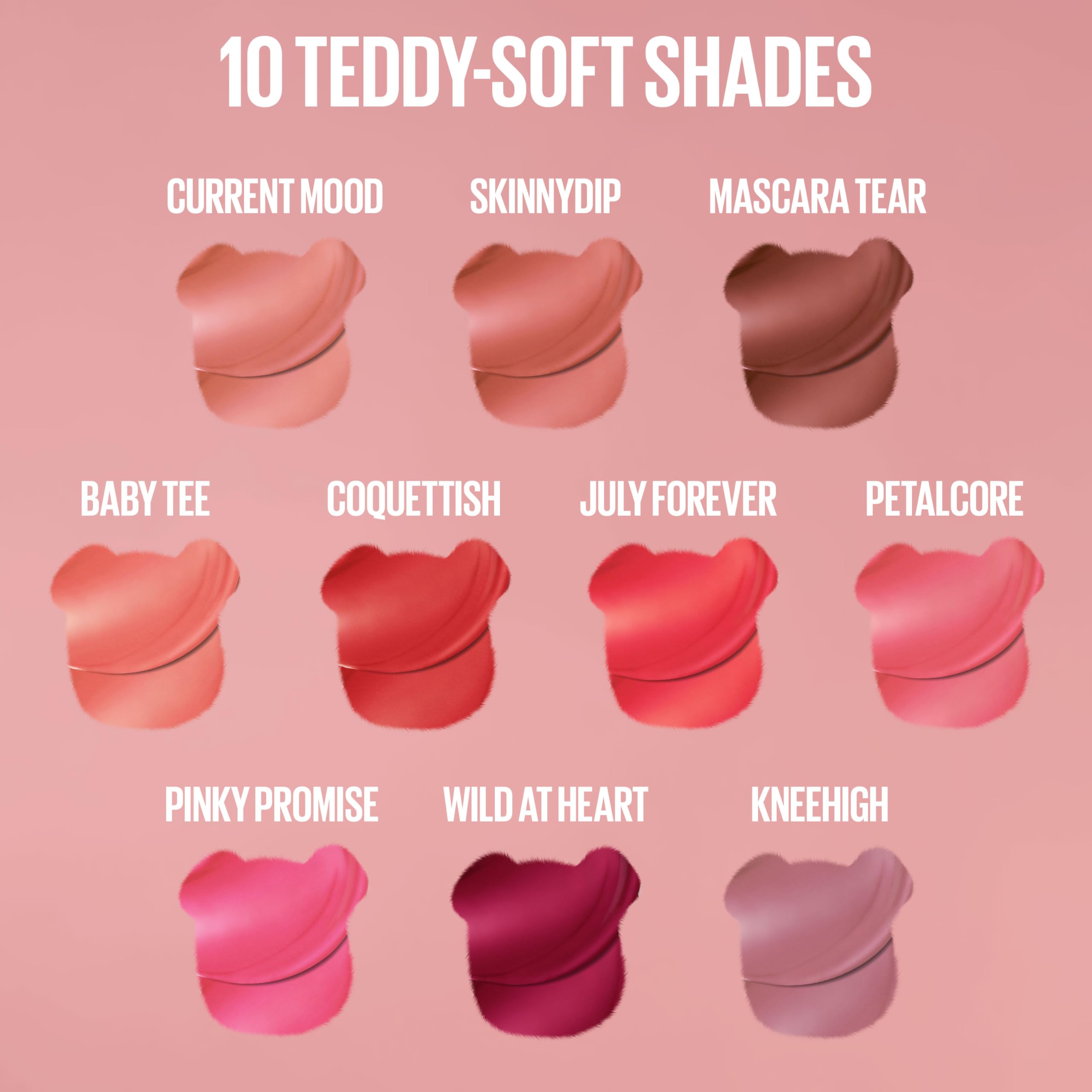 MAYBELLINE Super Stay Teddy Lip Tint, Long Lasting Matte Lipstick For Up To 12HR Wear, July Forever, 1 Count
