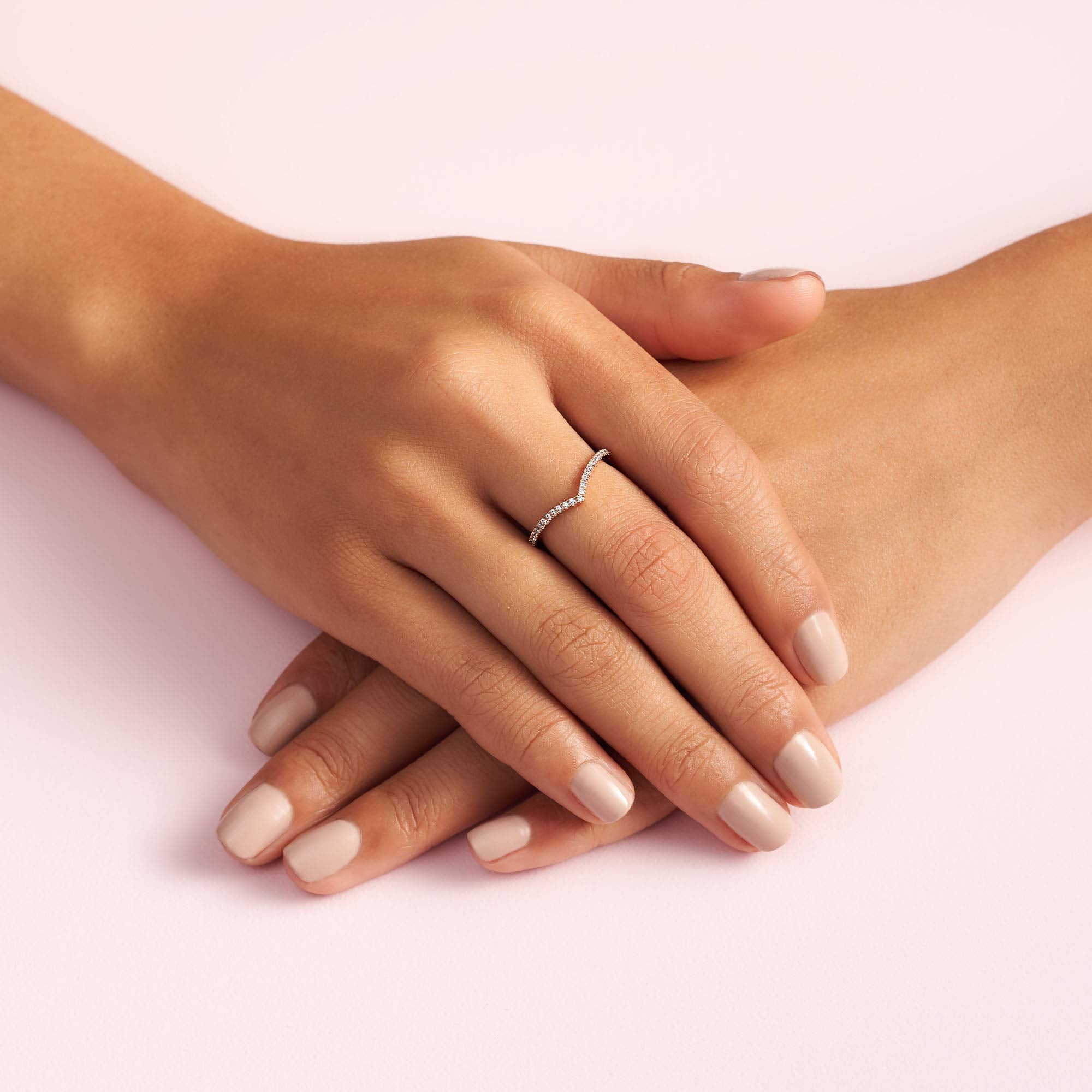 Pandora Jewelry Sparkling Wishbone Cubic Zirconia Ring in Rose, Size 3, No Box