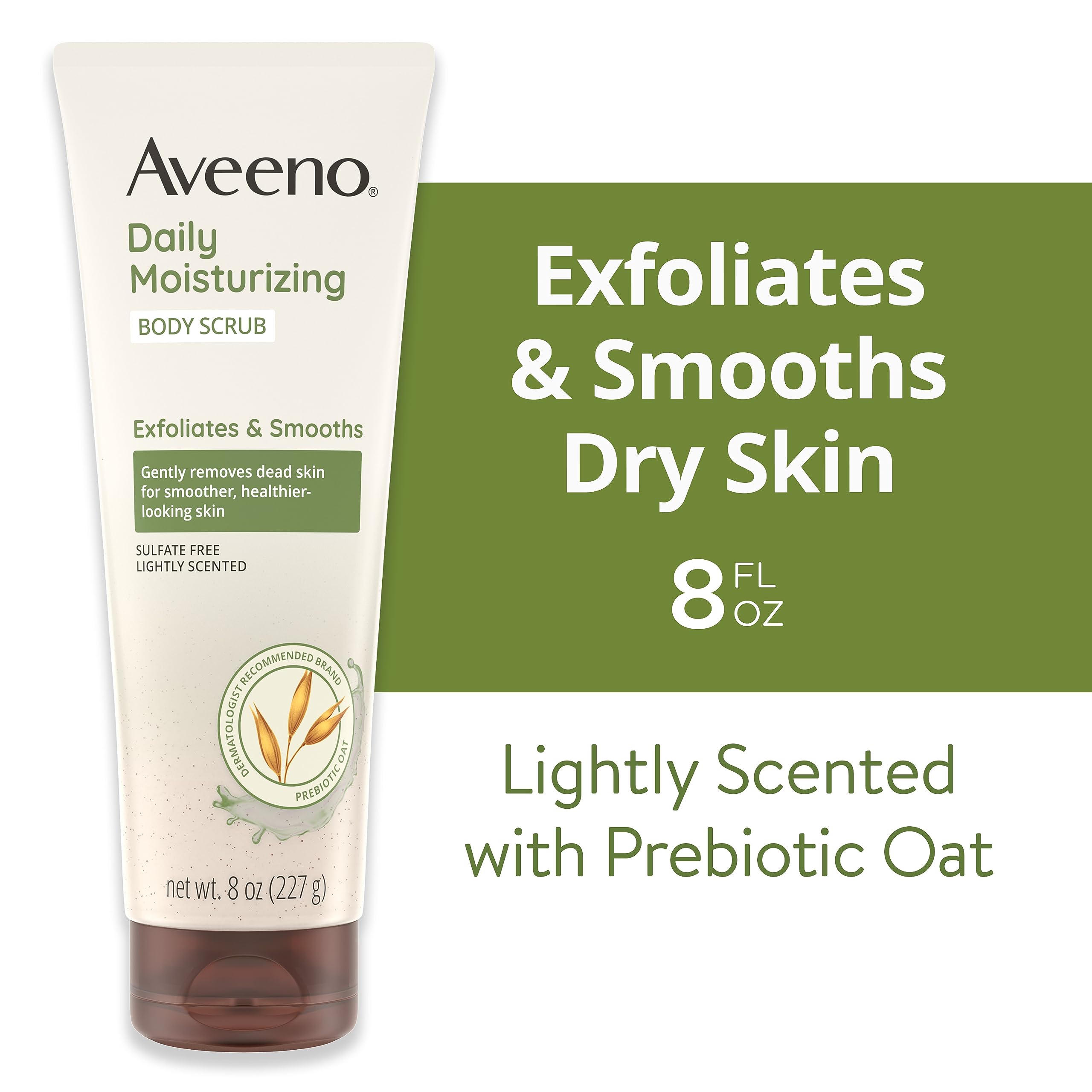 Aveeno Daily Moisturizing Body Scrub, Exfoliating Body Wash for Smoother, Healthier Looking Skin, Soothing Prebiotic Oat Formula