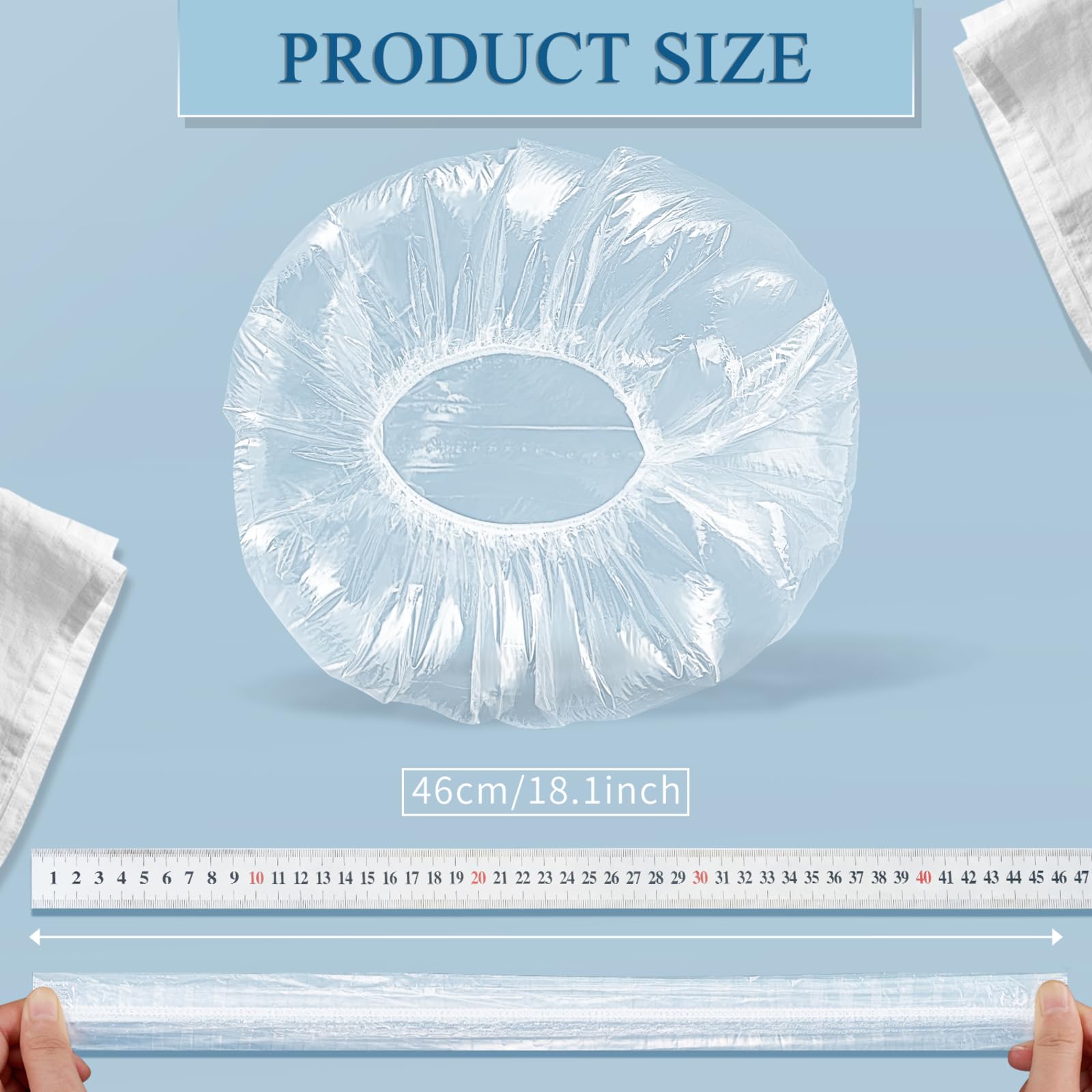 Morgles 100 Pcs Disposable Shower Caps For Women, 18.1'' Waterproof Plastic Shower Caps For Bathing, Hair Treatment, Conditionin