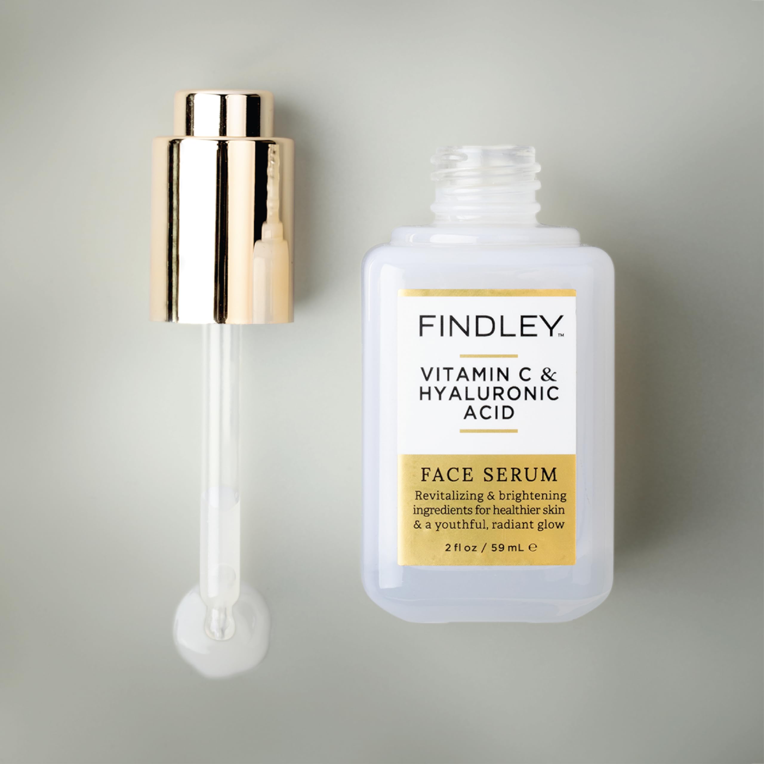 Findley Vitamin C & Hyaluronic Acid Face Serum | Revitalizing & Brightening | Healthier Skin & a Youthful, Radiant Glow (2 Fl Oz