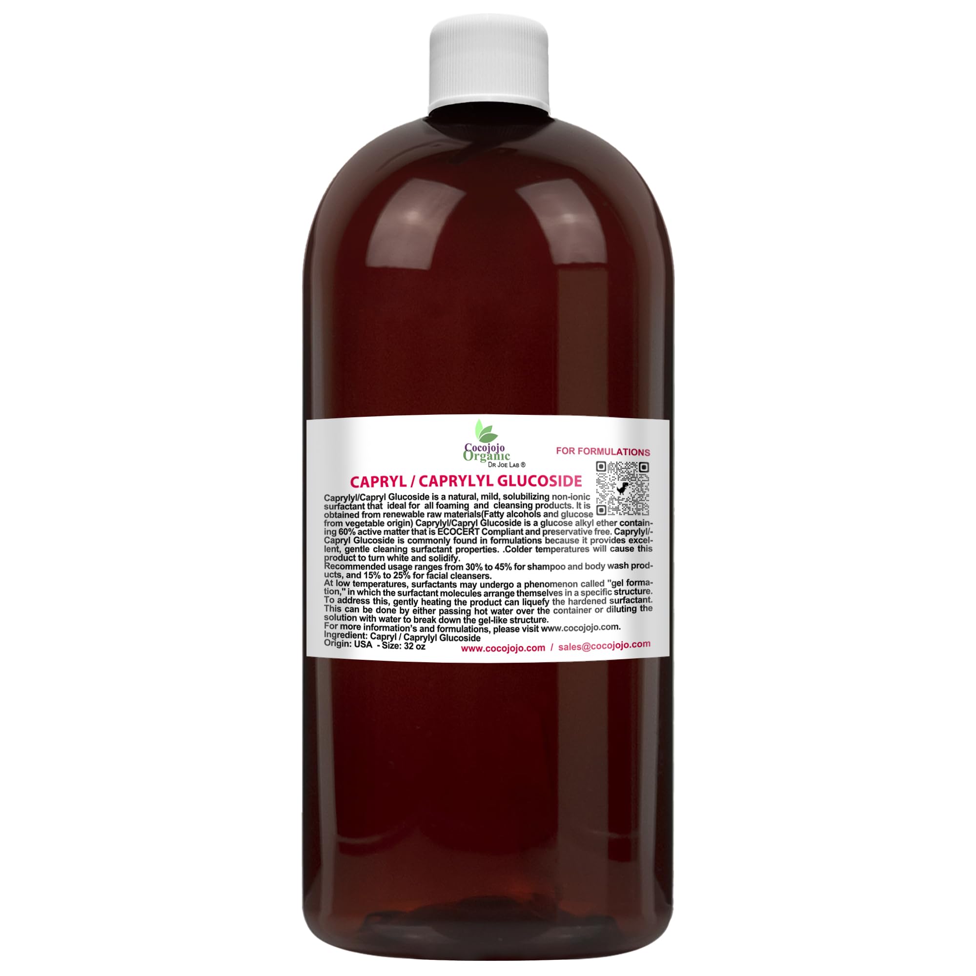 Dr Joe Lab Capryl Glucoside Liquid Surfactant - Caprylyl Natural, Plant Derived - Diy Skin Care - Shower Gels, Foaming, Body Soa