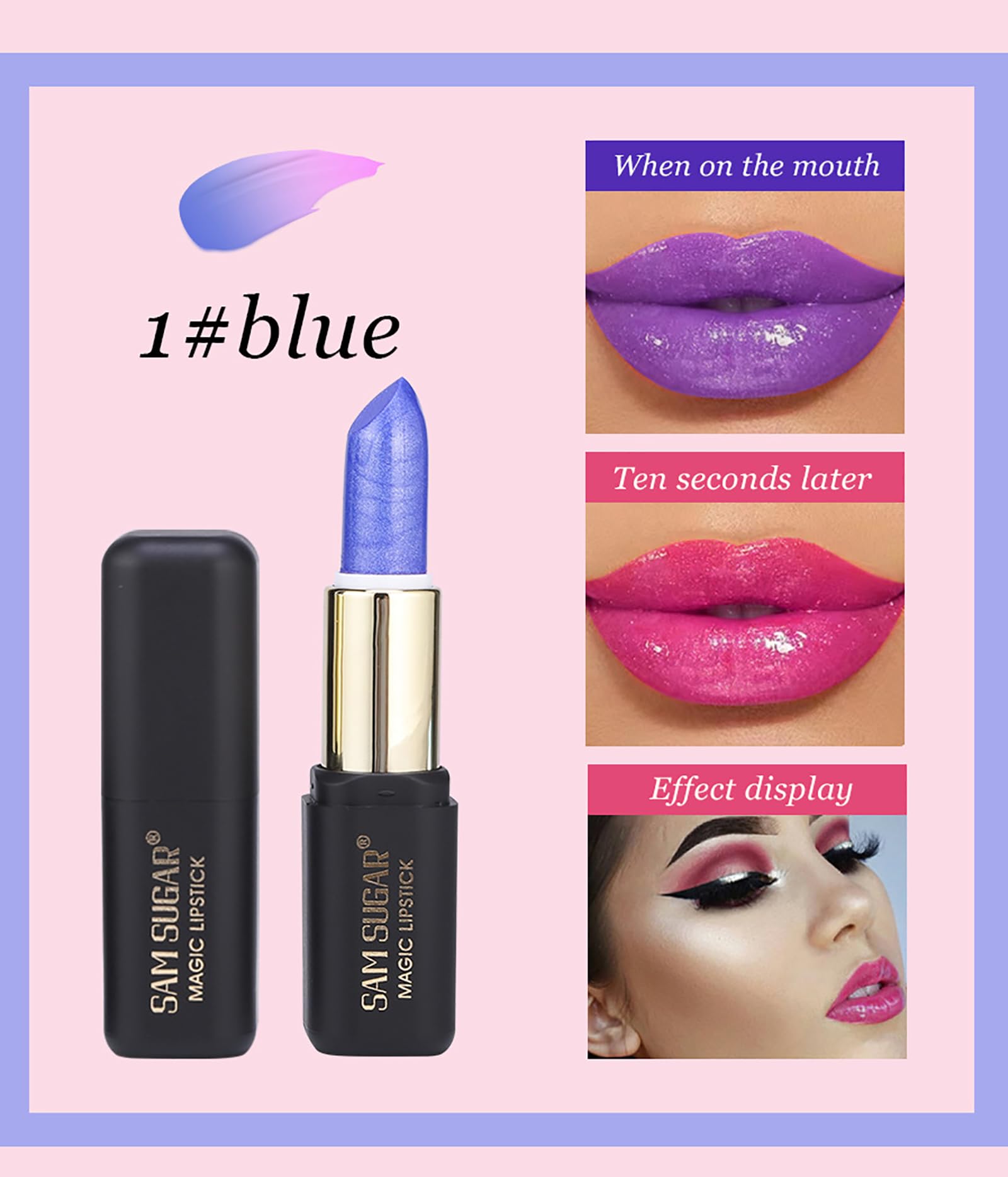 Easilydays Color Changing Lipstick & Tinted Lip Balm - Shimmer PH, Moisturizing, Waterproof, Long Lasting - 01# Color for Women
