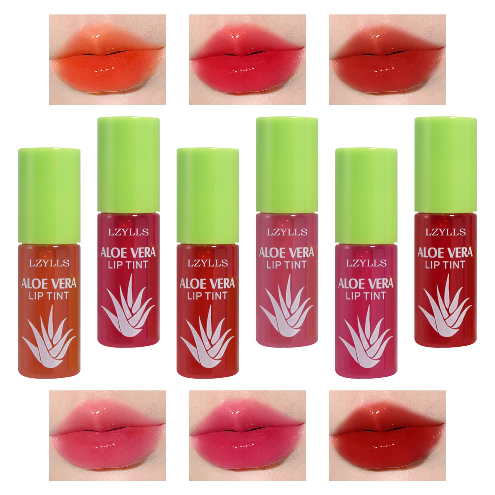 Lzylls 6 Pcs Aloe Vera Color Changing Change Lipstick,Magic Lipstick Jelly Lip Balm,Moisturizer Tinted Lip Tint Stain Long Lasti