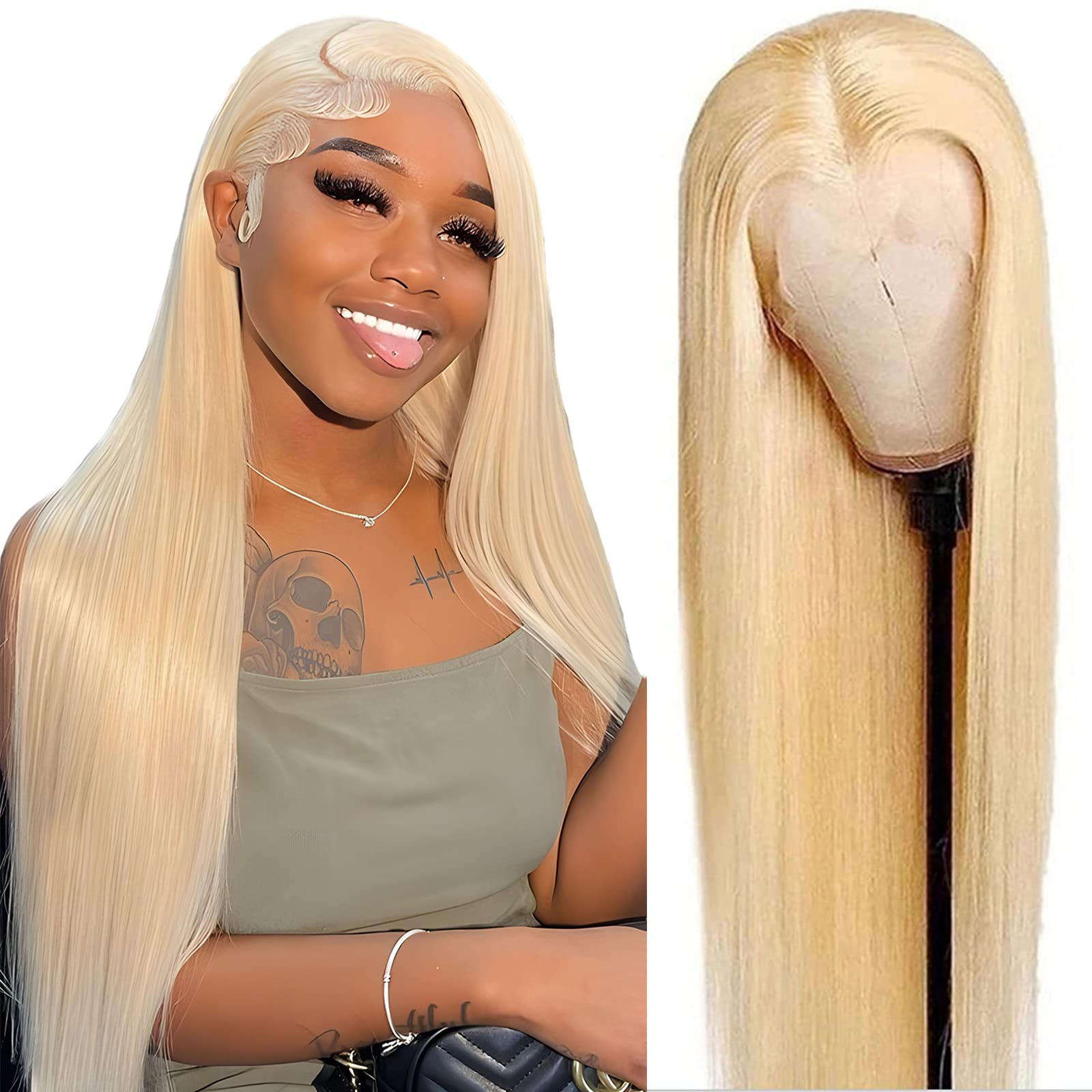 MYDIVA 613 Blonde Lace Front Wig Human Hair Pre Plucked Brazilian Straight Human Hair 13x4 Lace Front Wig For Black Women Blonde
