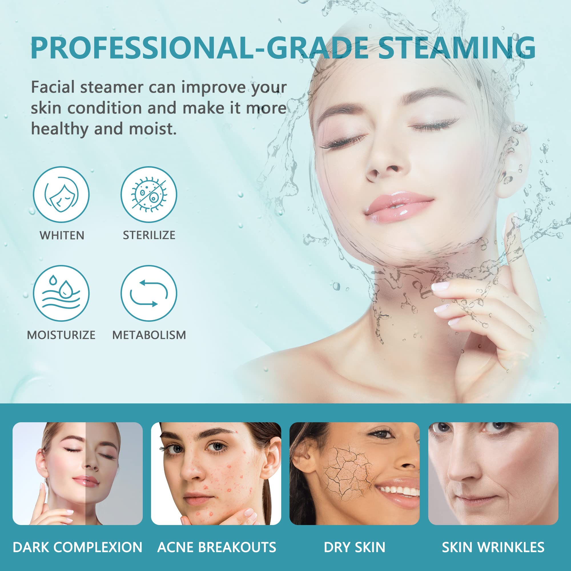 Nova Microdermabrasion Professional 2 In 1 Facial Steamer For Face Deep Cleaning Ozone Face Steamer With 5X Magnifying Lamp Hot