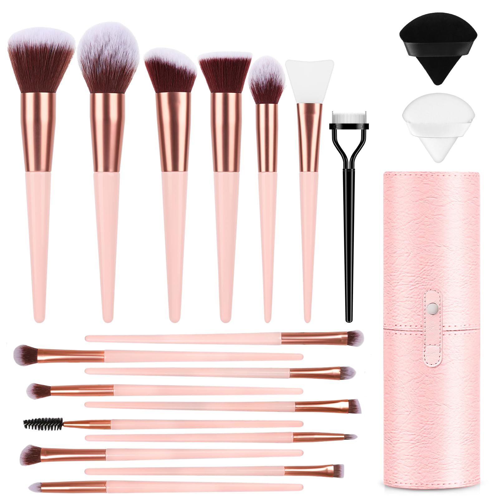 Makeup Brush Set, 17Pcs Makeup Brushes With Foundation Eyebrow Blending Concealer Blush Eyeshadow Contour Lash Powder Brush, Mak