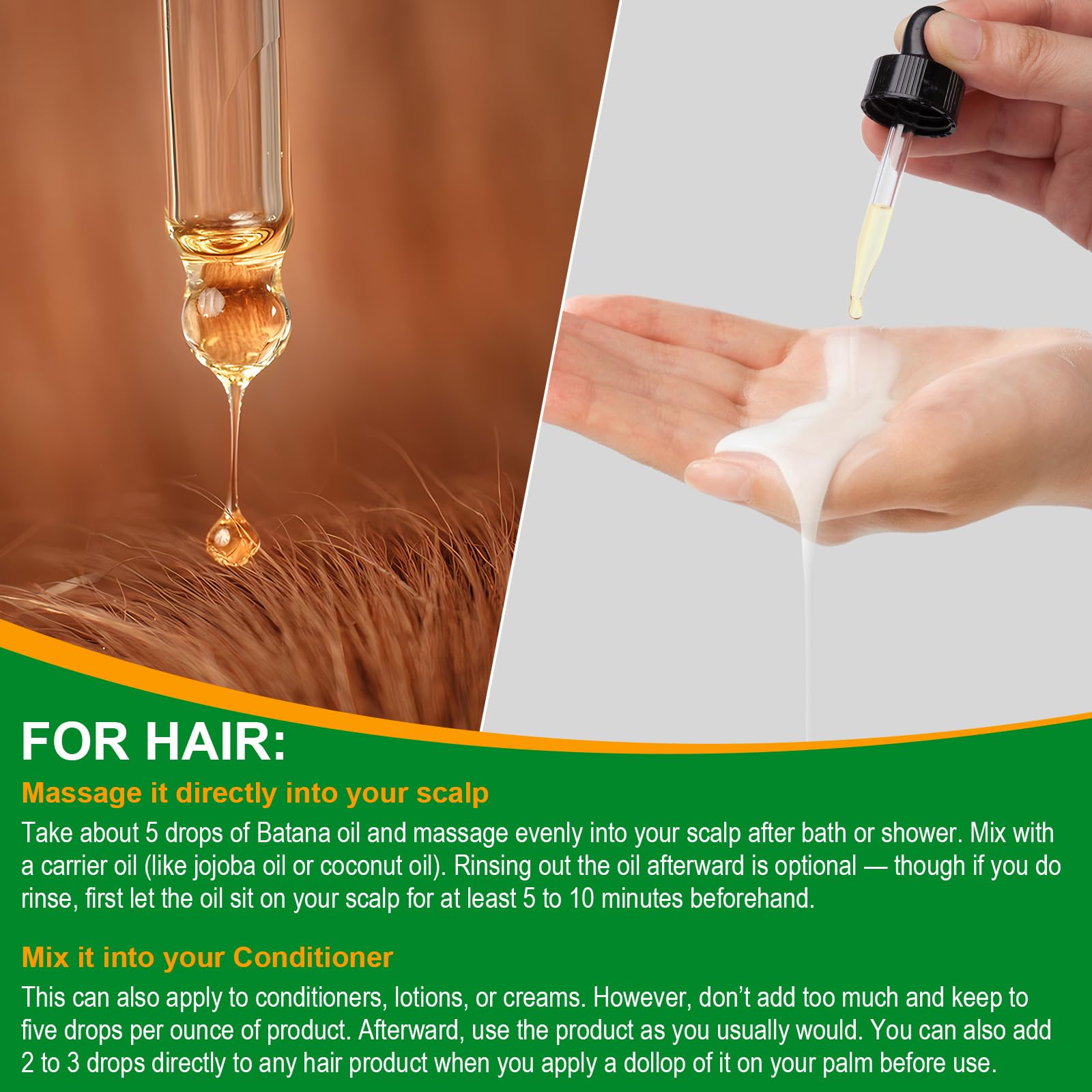Batana Oil for Hair Growth and Nourishment - Scalp Massager Included, Honduras Pure & Natural Oil for Split Ends Elimination, En