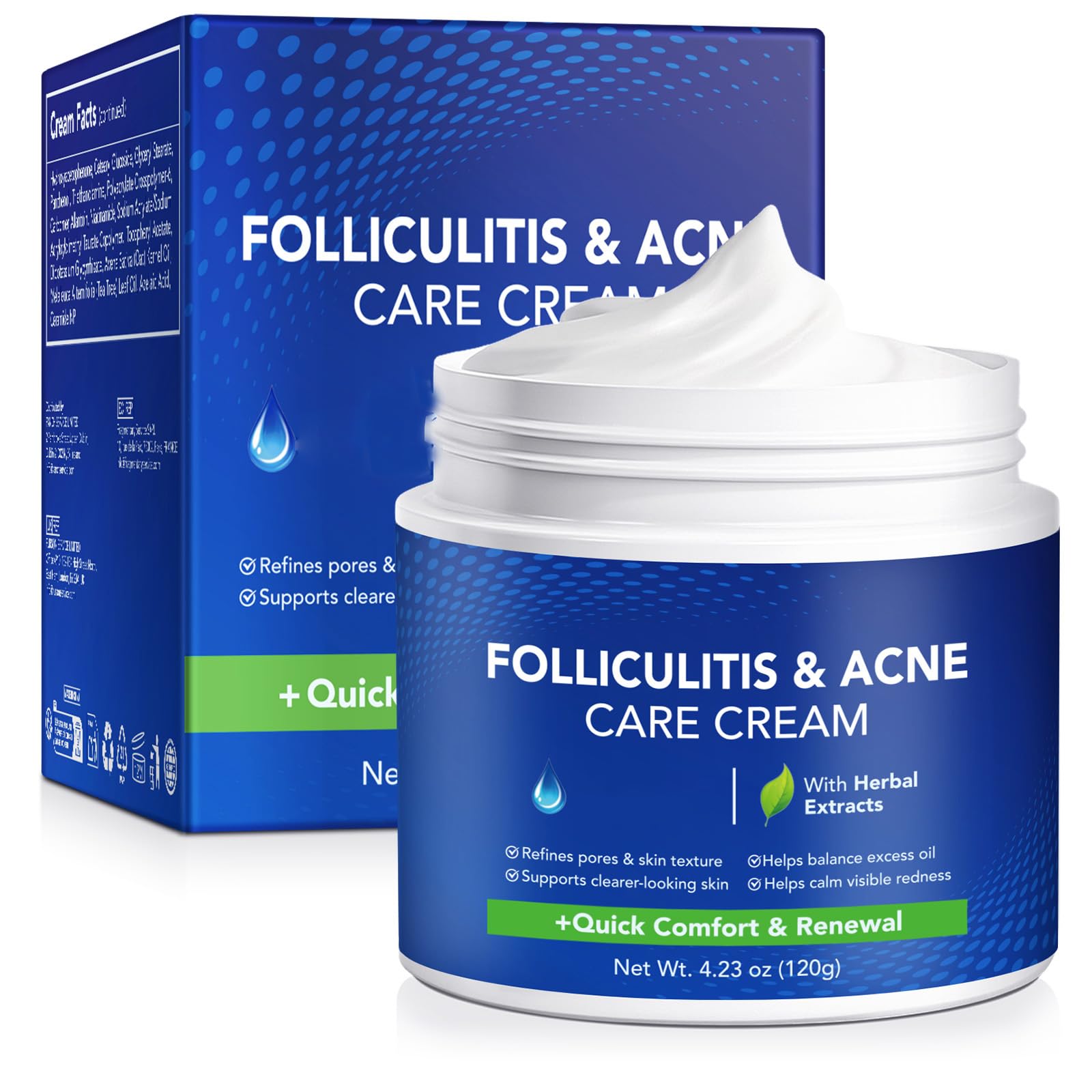 SBHEANGBA Folliculitis & Acne Treatment Cream For Face & Body, Herbal Extracts for Breakouts Ingrown Hair & Itching, Redness Clo