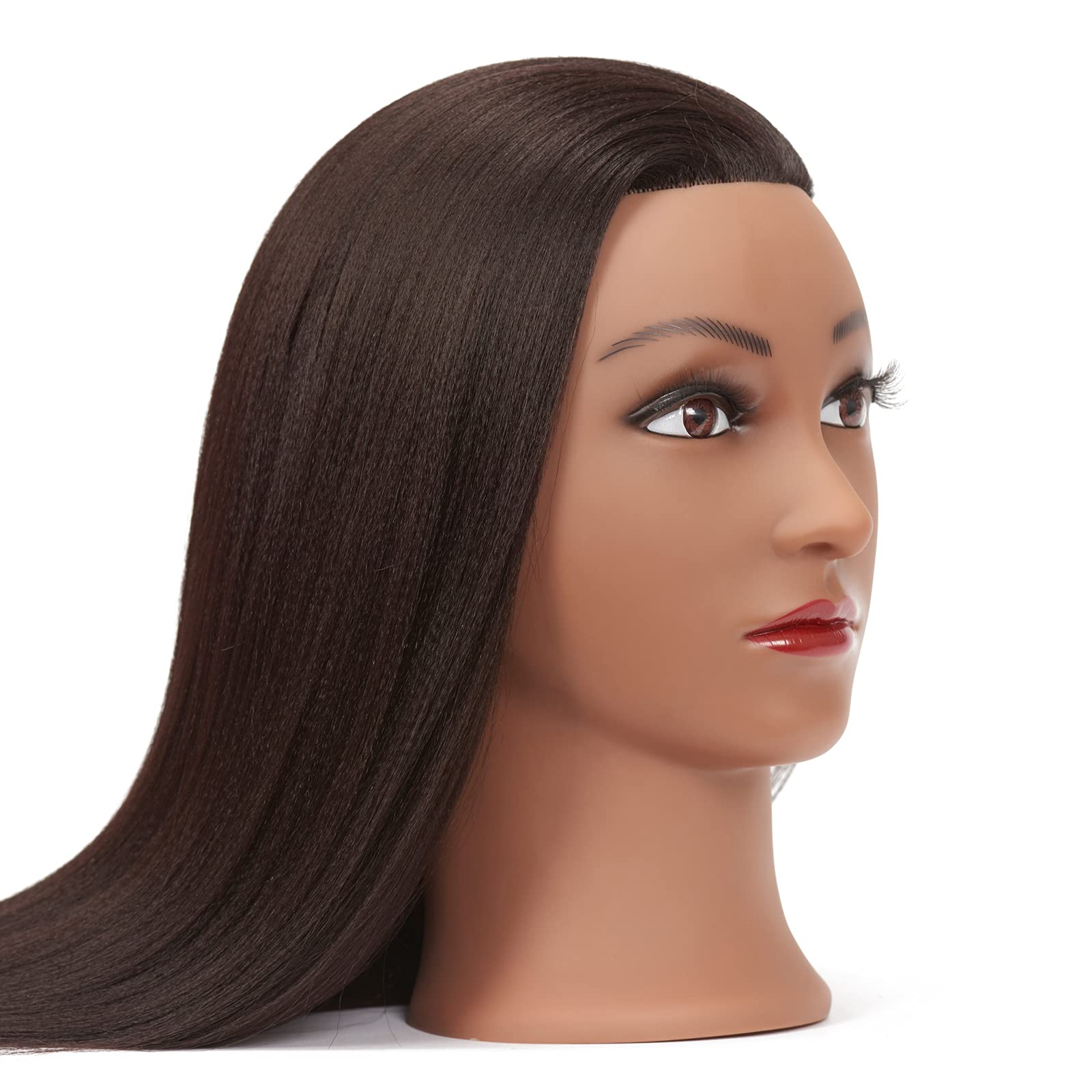 Mannequin Head 26''-28'' Yaki Synthetic Fiber Training Head Braiding Head Hair Styling Manikin Cosmetology Doll Head Hairdresser