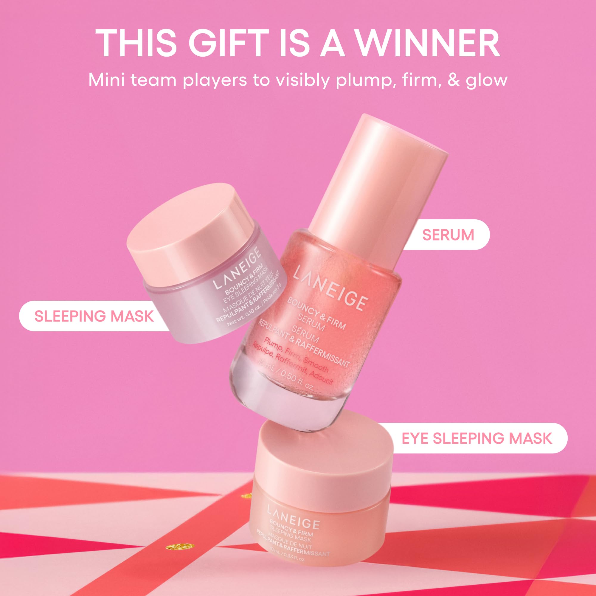 LANEIGE Bouncy & Firm Mini Skin Treats: Skincare Gift Set for Visibly Plump, Firm, & Glowing Skin