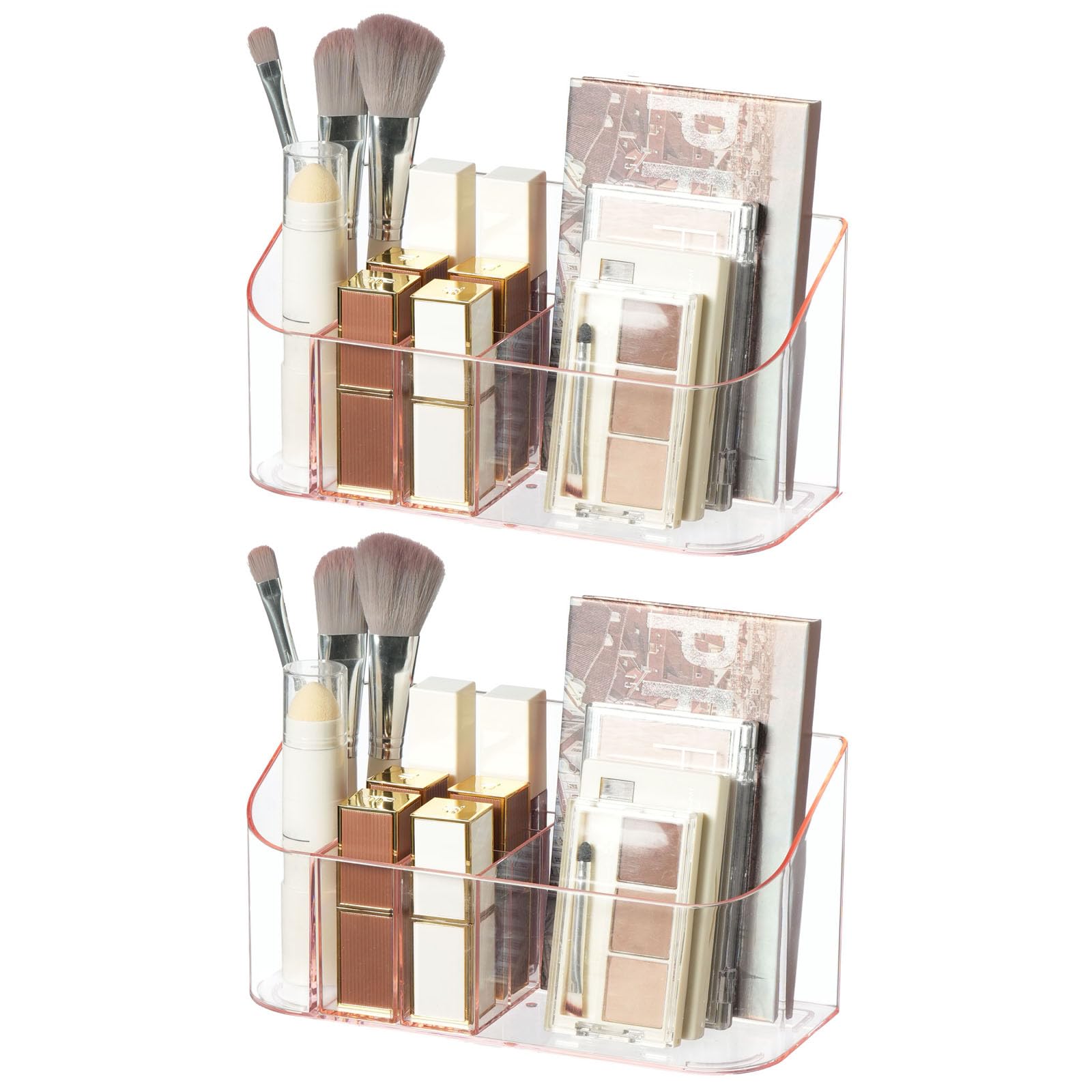 Sunficon 2 Pack Makeup Holders Organizers Trays Cosmetic Display Case Tabletop Desktop Vanity Countertop Bathroom Wall Cabinet M