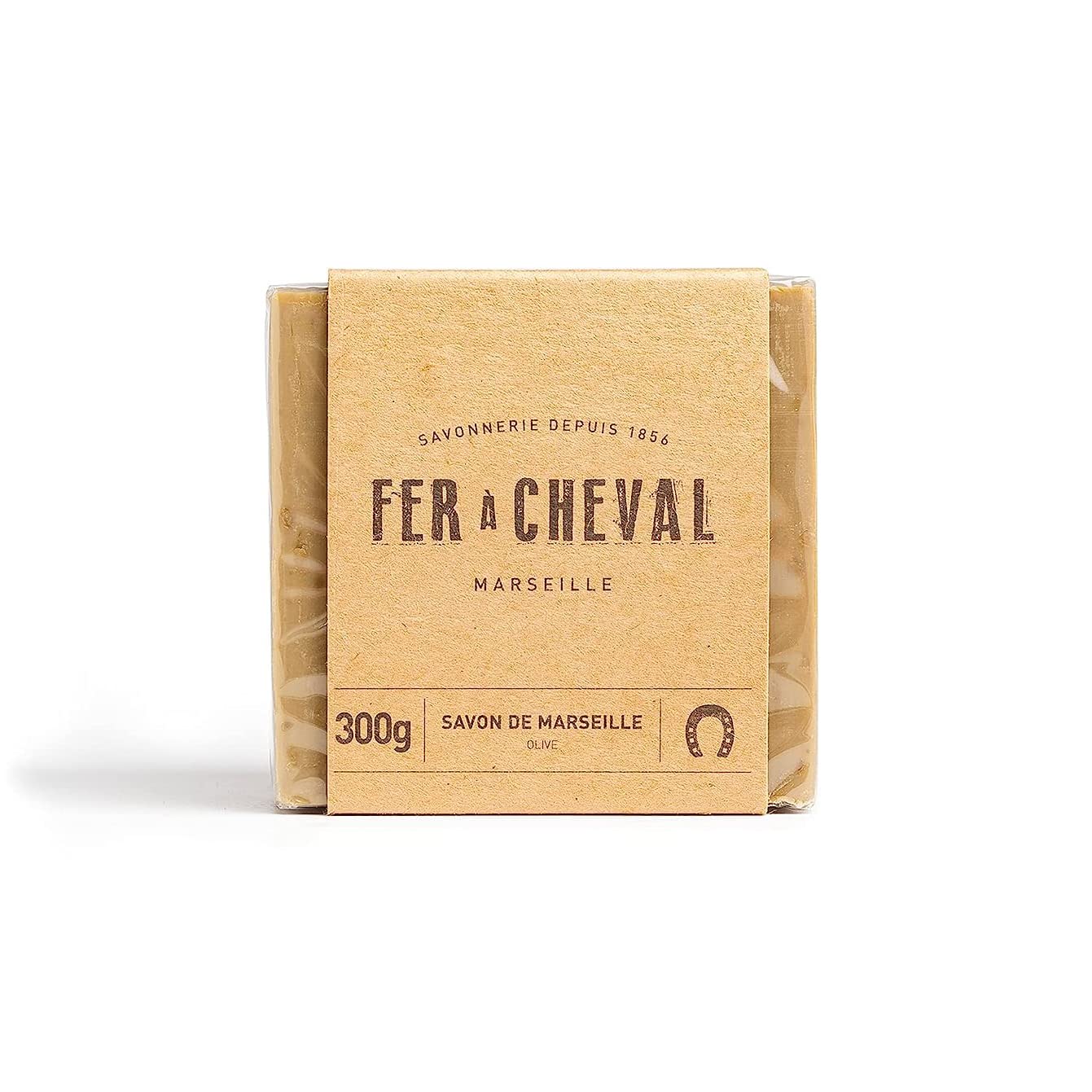 Fer  Cheval Pure Olive Authentic Savon De Marseille Soap Bar Cube, Natural Plant-Based Soap, 300 g/10.58 oz