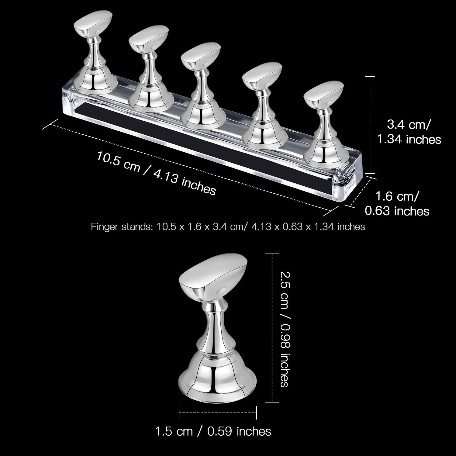 Blulu 6 Sets Nail Tips Stand Holder Acrylic Nail Tips Practice Display Stand Magnetic Nail Holder Manicure Finger Training Stand