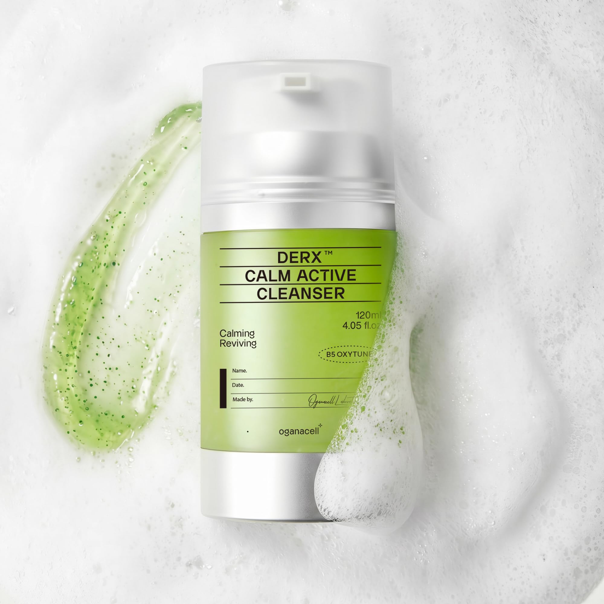 OGANA CELL DERX Facial Cleanser for Sensitive & Oily Skin  Calm Cleansing Foam with Plant Tannin, Redness Relief & Oil Control,