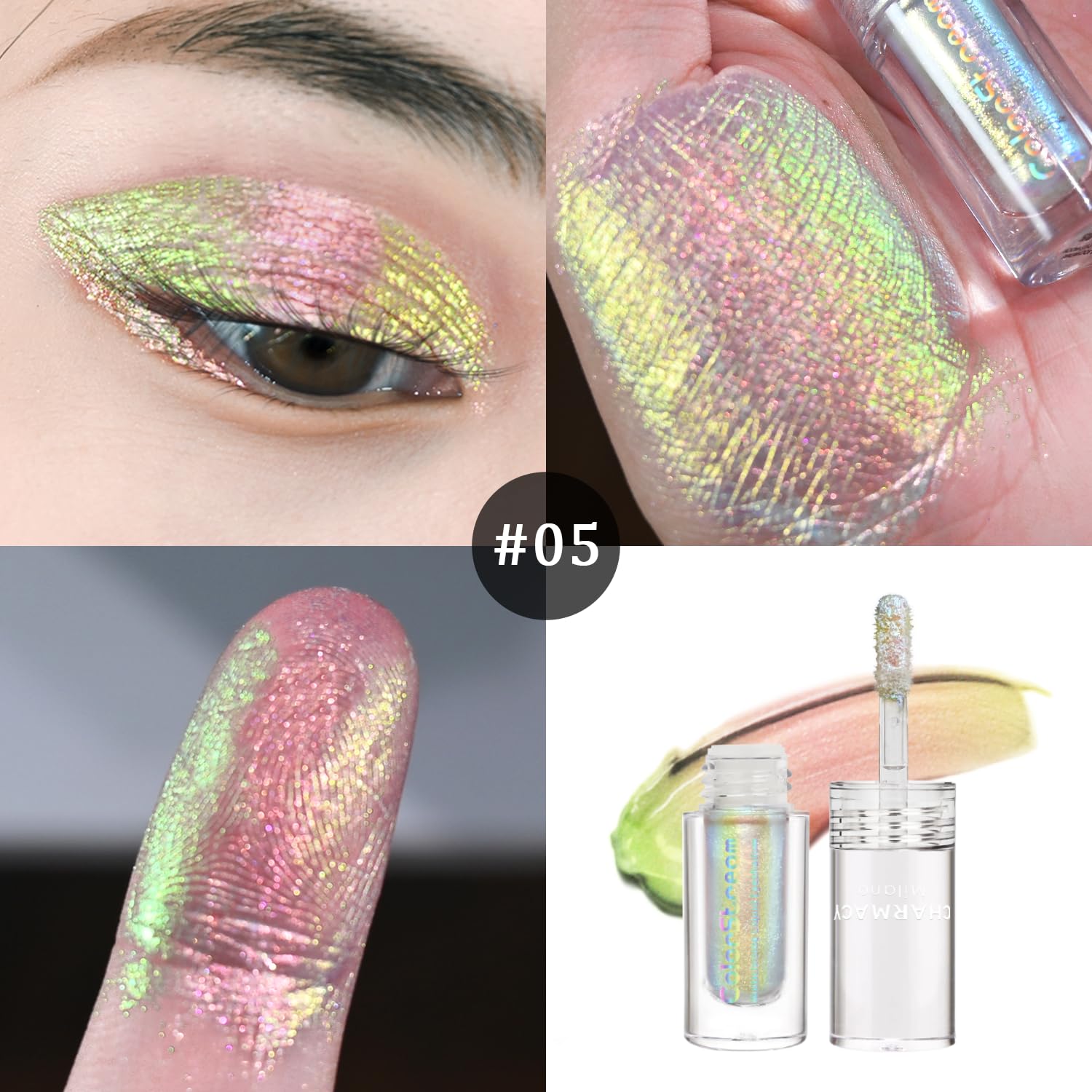 CHARMACY Liquid Duochrome Eyeshadow, Multi-Dimensional Eye Looks, Long Lasting Glitter Eye Shadow Sets Metallic Pigments, Quick