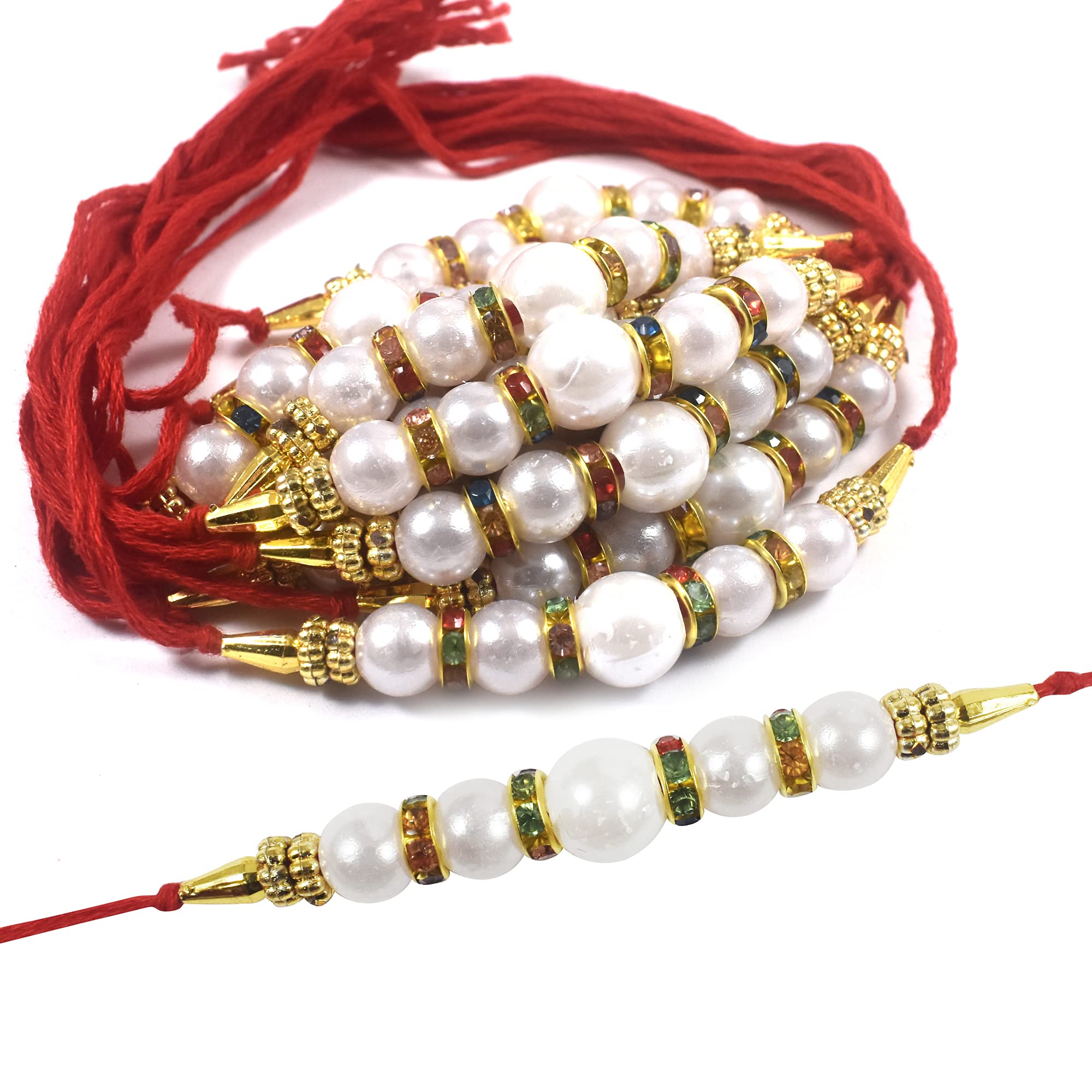 Urvi Creations Set Of 12 Pearl Beaded Rakhi For Brother Rakhi Combo Rakhi For Bhaiya, Rakhi Gift For Brother 12 Similar Rakhi Se