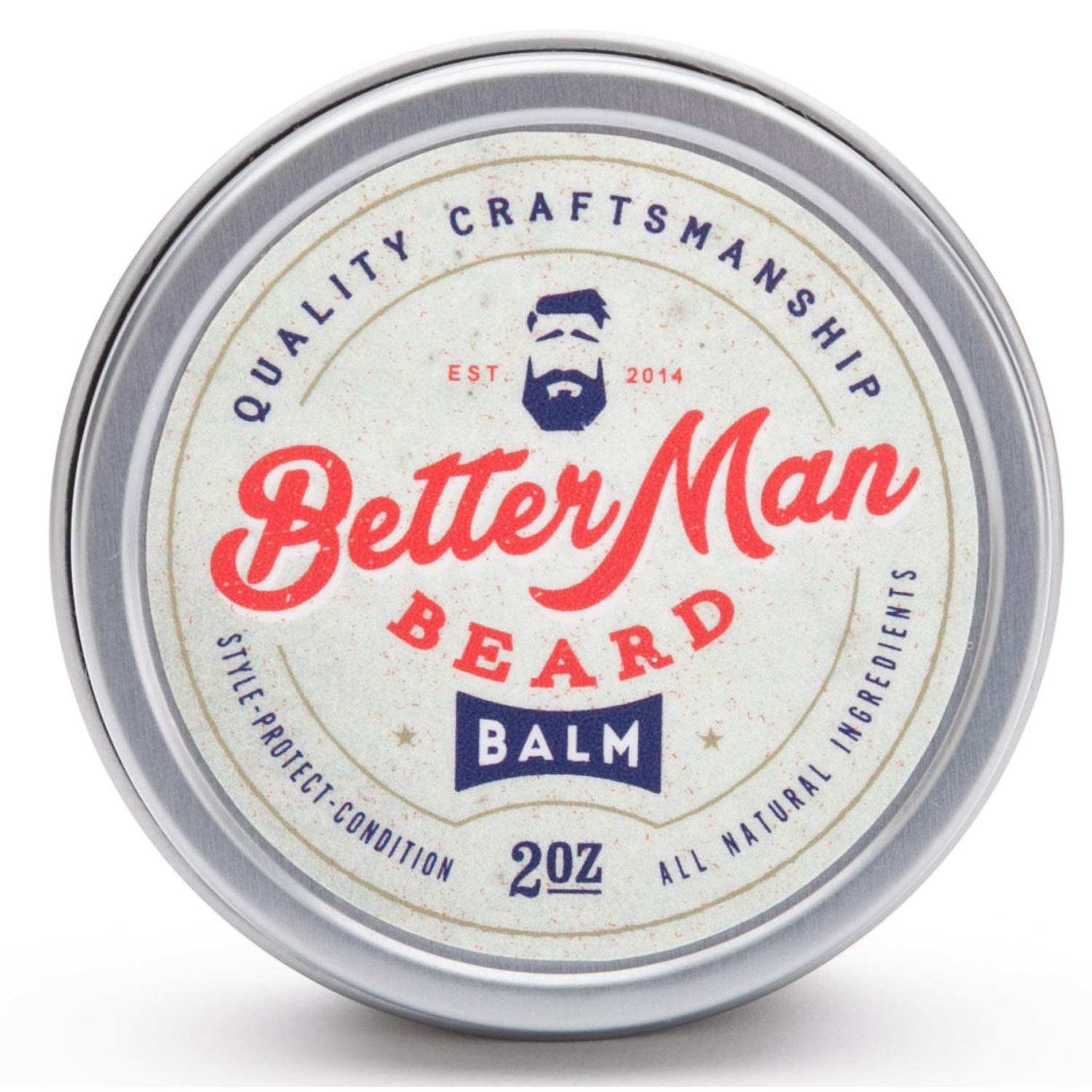 Better Man Beard Balm - 2 Oz All-Natural Moisturizing Beard Balm With Therapeutic Grade Essential Oils & 100% Natural Formula -