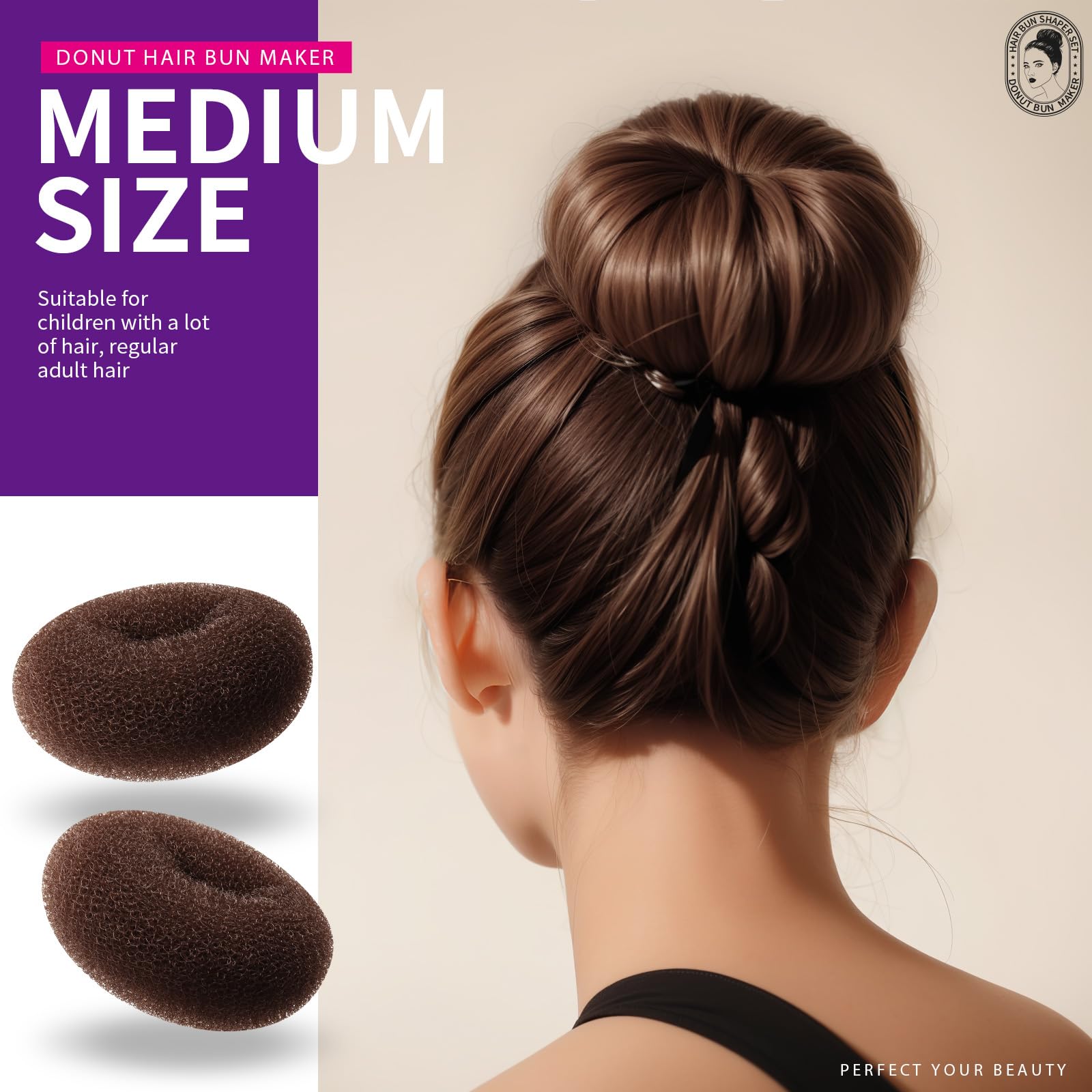 Donut Hair Bun Maker 7 Pieces, Teenitor Ring Style Bun Maker Set With (1 Extra-Large, 2 Large, 2 Medium And 2 Small), 5 Pieces H