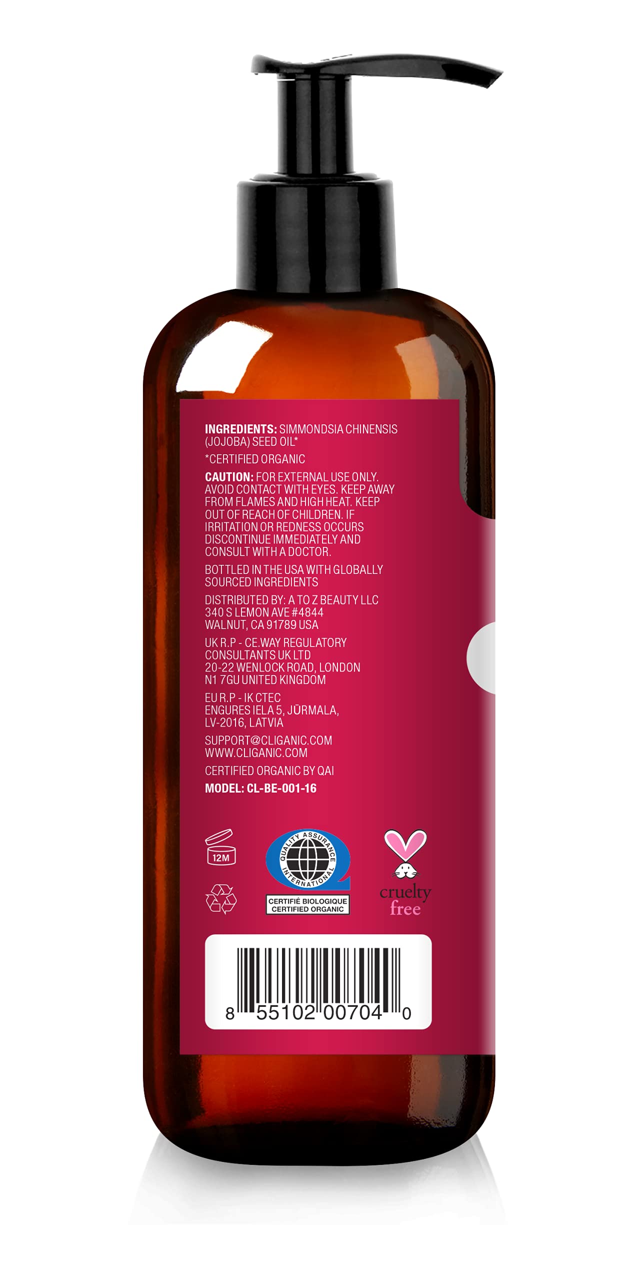 Cliganic Usda Organic Jojoba Oil 16Oz With Pump, 100% Pure  Bulk, Moisturizing Oil For Face, Hair, Skin & Nails  Natural Cold Pr