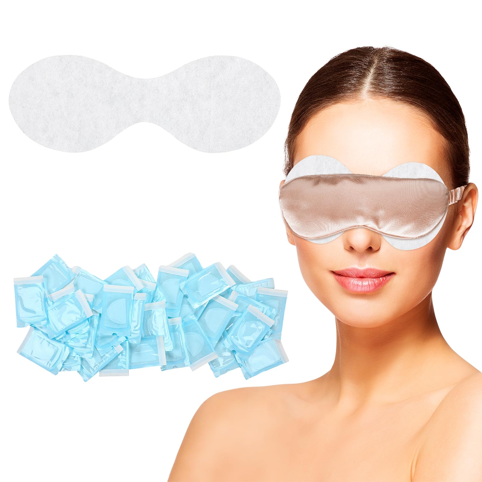 Heigble 100 Count 100% Natural Cotton Hygienic Eyelid Sheets Bulk Individually Wrapped Eye Mask Gauze Clean Wipes Sheets Use wit